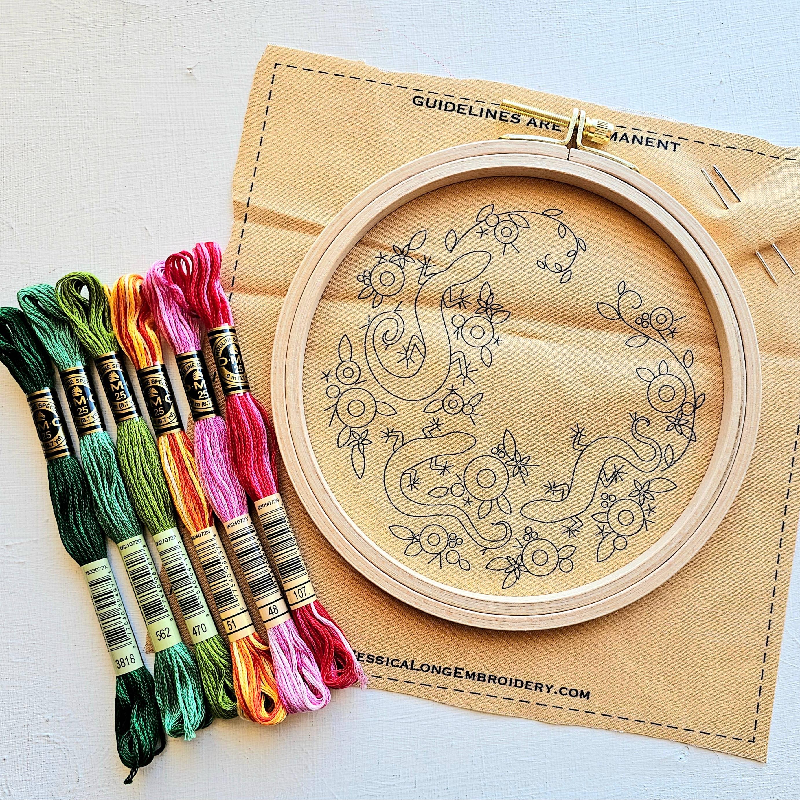 Backyard Geckos Hand Embroidery Kit