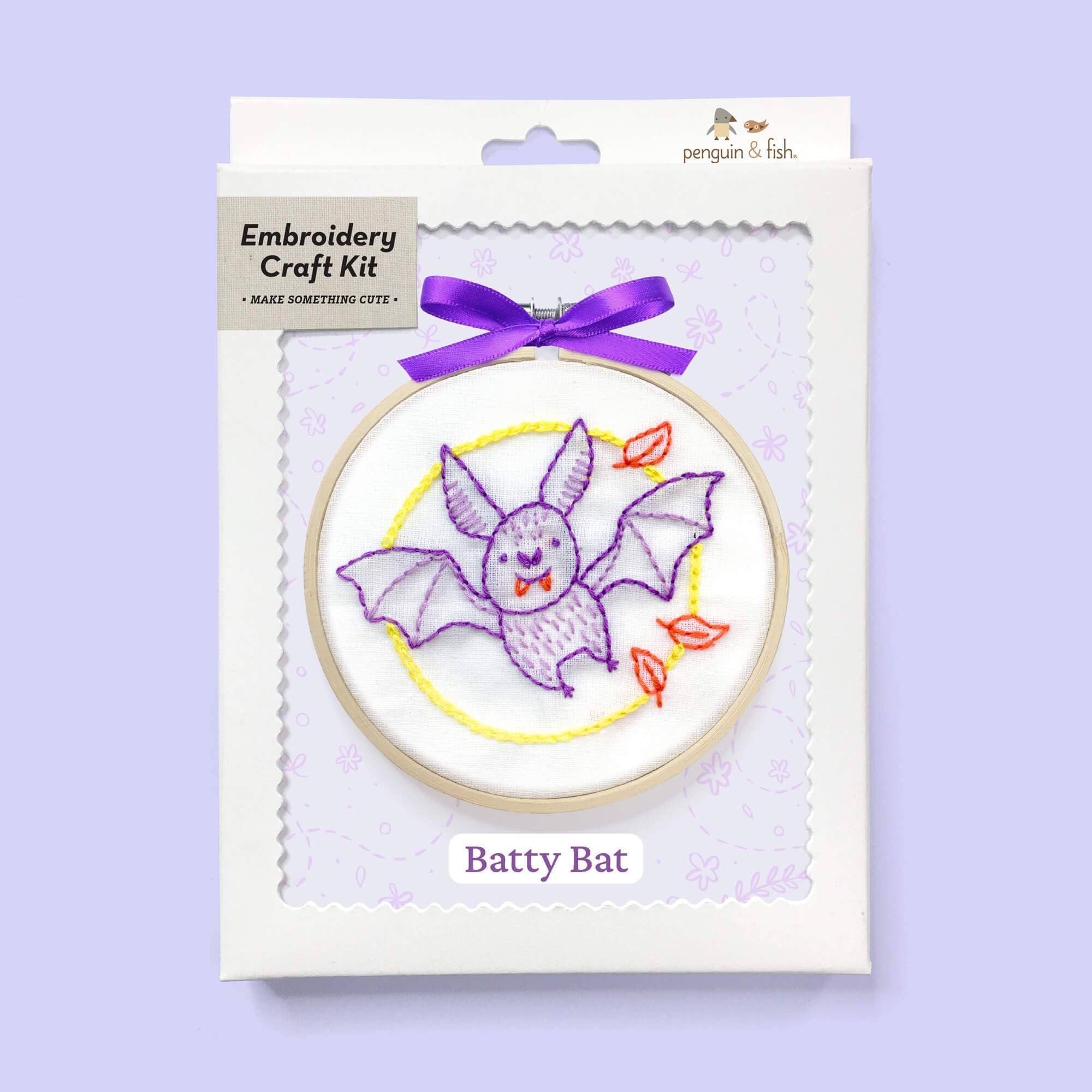 Batty Bat 4" Embroidery Kit - Handcraft Harbor