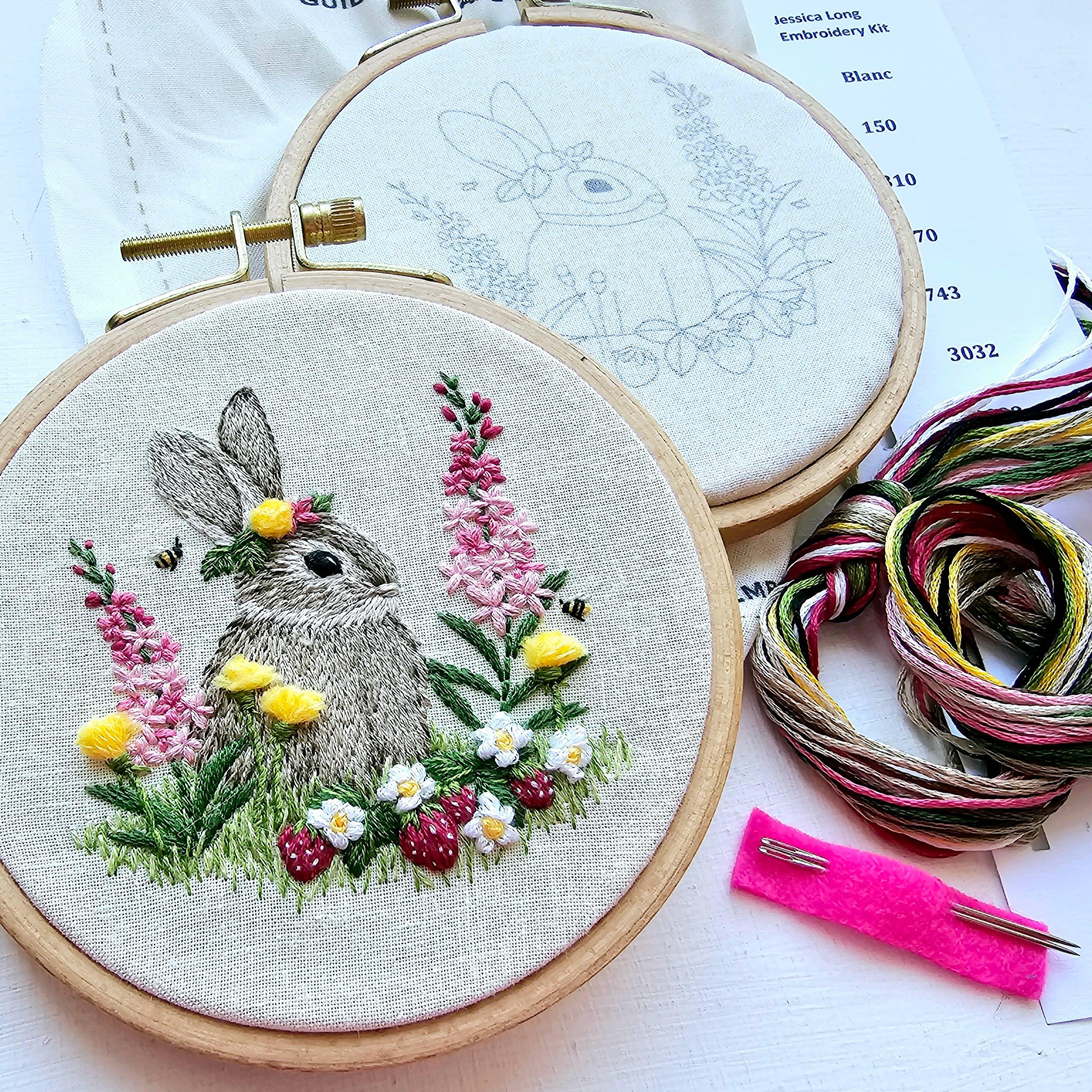 Berry Patch Bunny Hand Embroidery Craft Kit - Handcraft Harbor