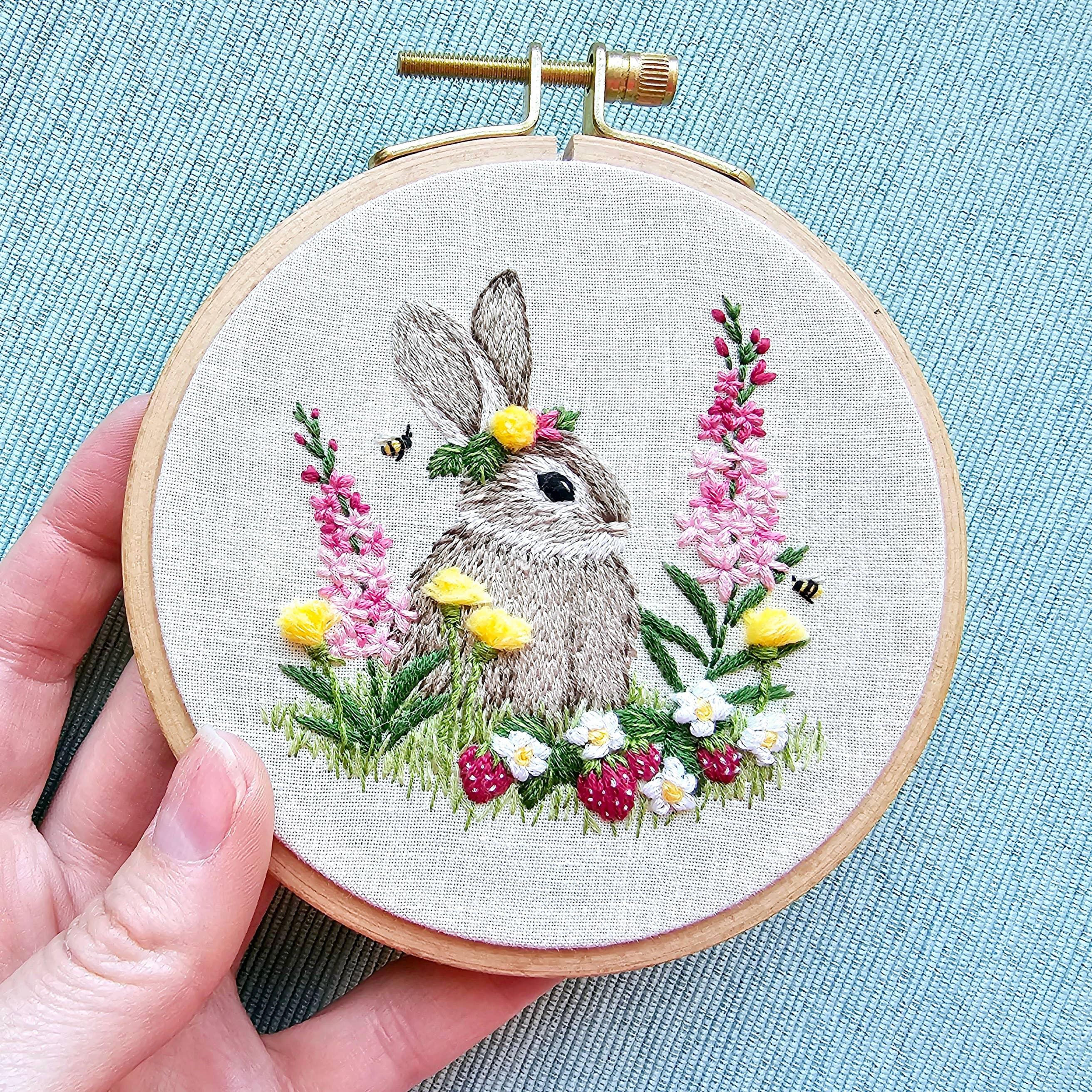 Berry Patch Bunny Hand Embroidery Craft Kit - Handcraft Harbor