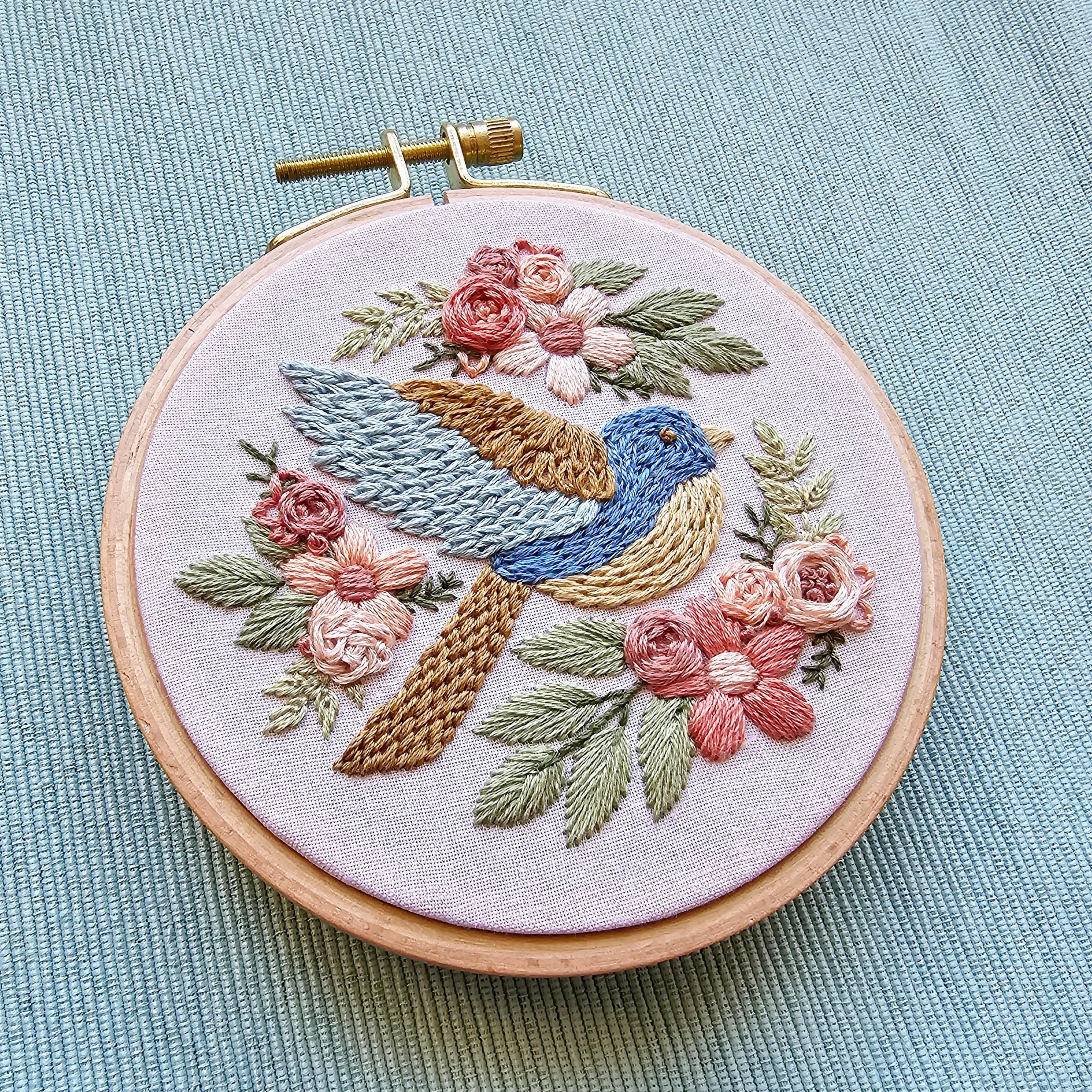 Bluebird Sampler Beginner Hand Embroidery Kit - Handcraft Harbor