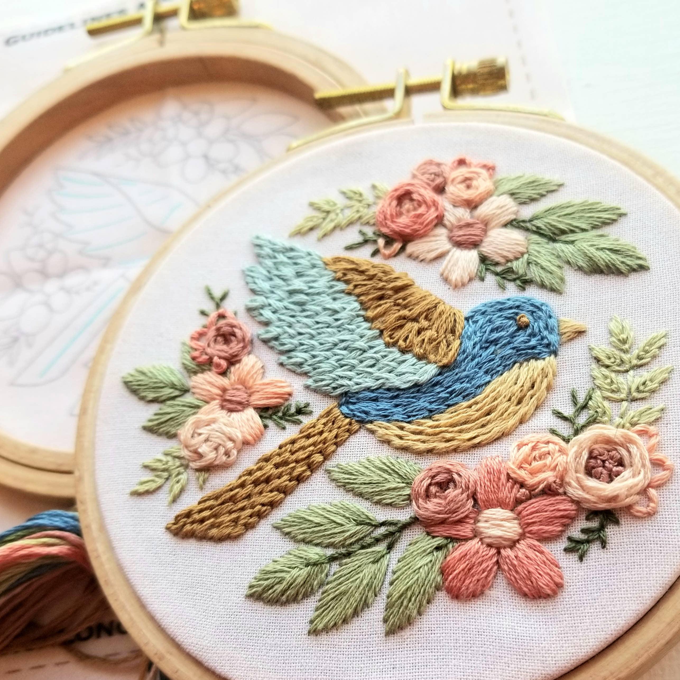 Bluebird Sampler Beginner Hand Embroidery Kit - Handcraft Harbor