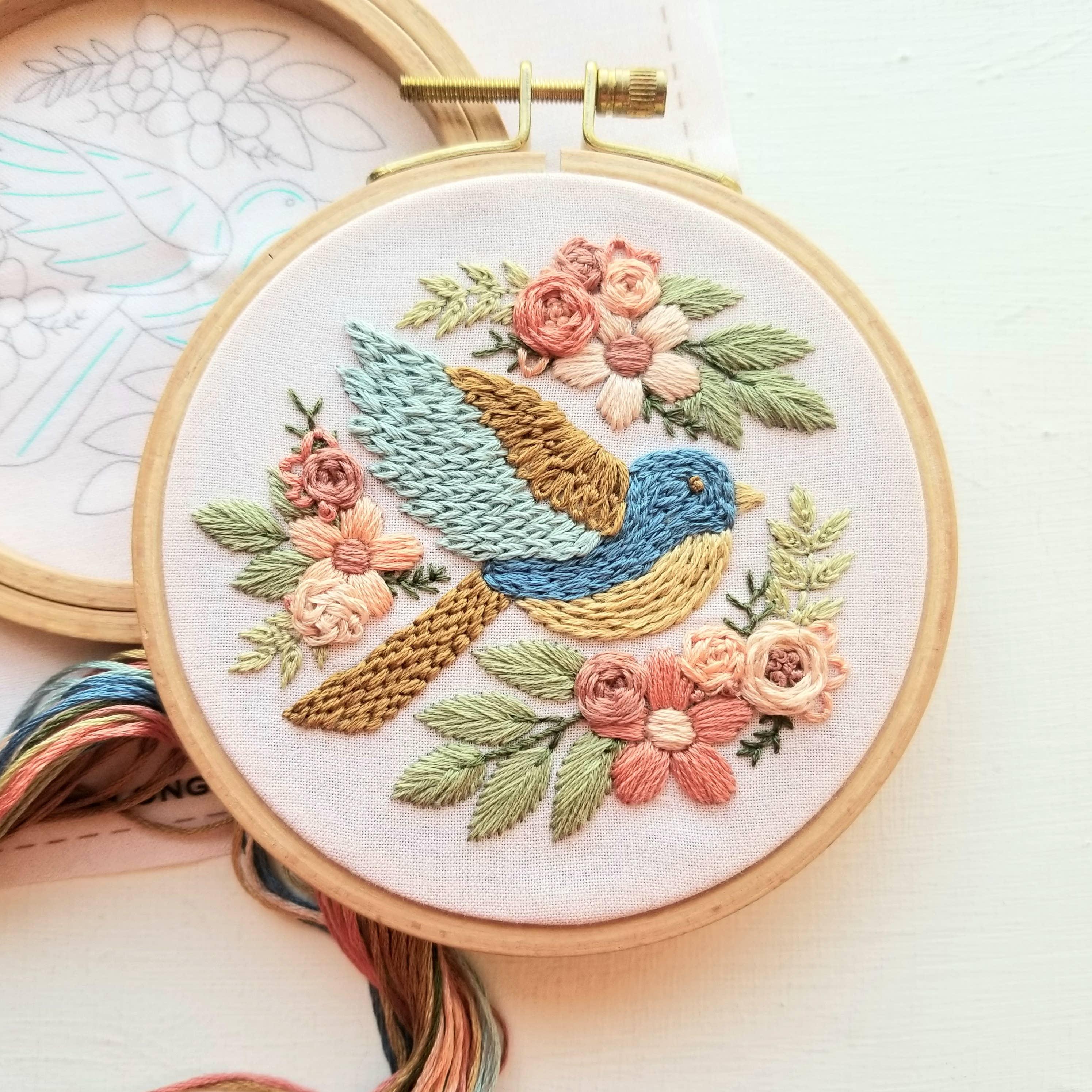 Bluebird Sampler Beginner Hand Embroidery Kit - Handcraft Harbor