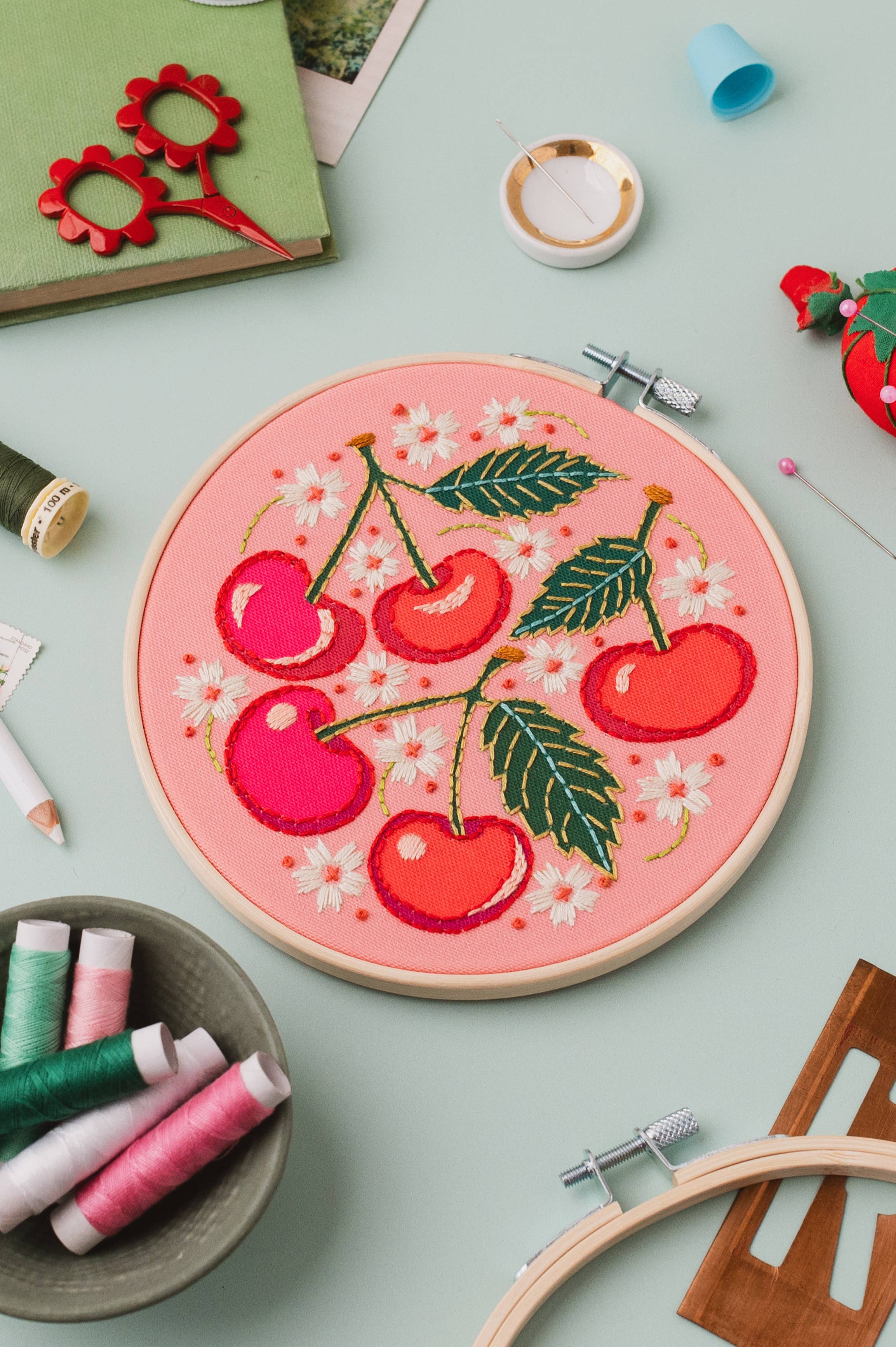 Cherries Embroidery Kit - Handcraft Harbor