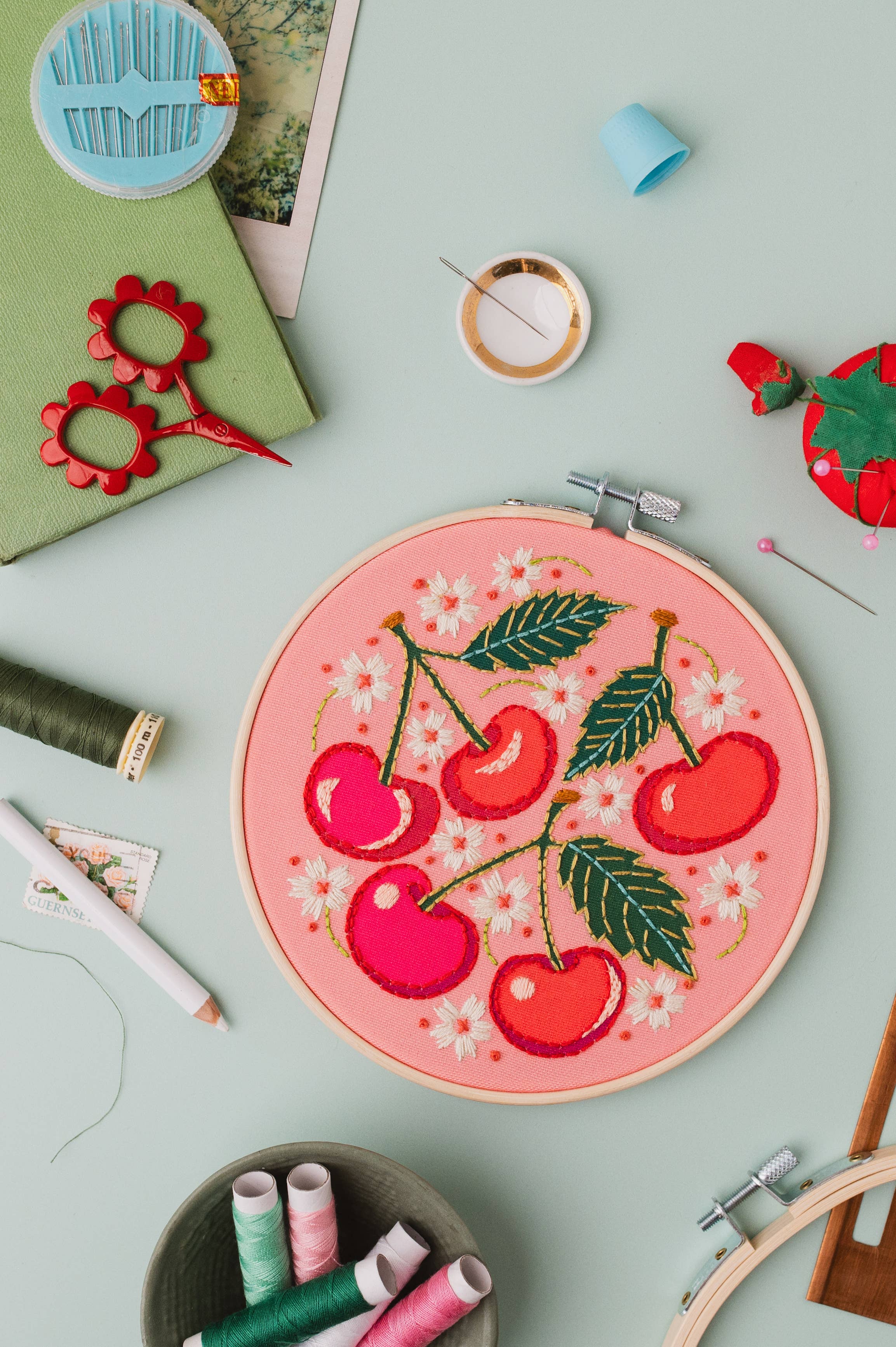 Cherries Embroidery Kit - Handcraft Harbor