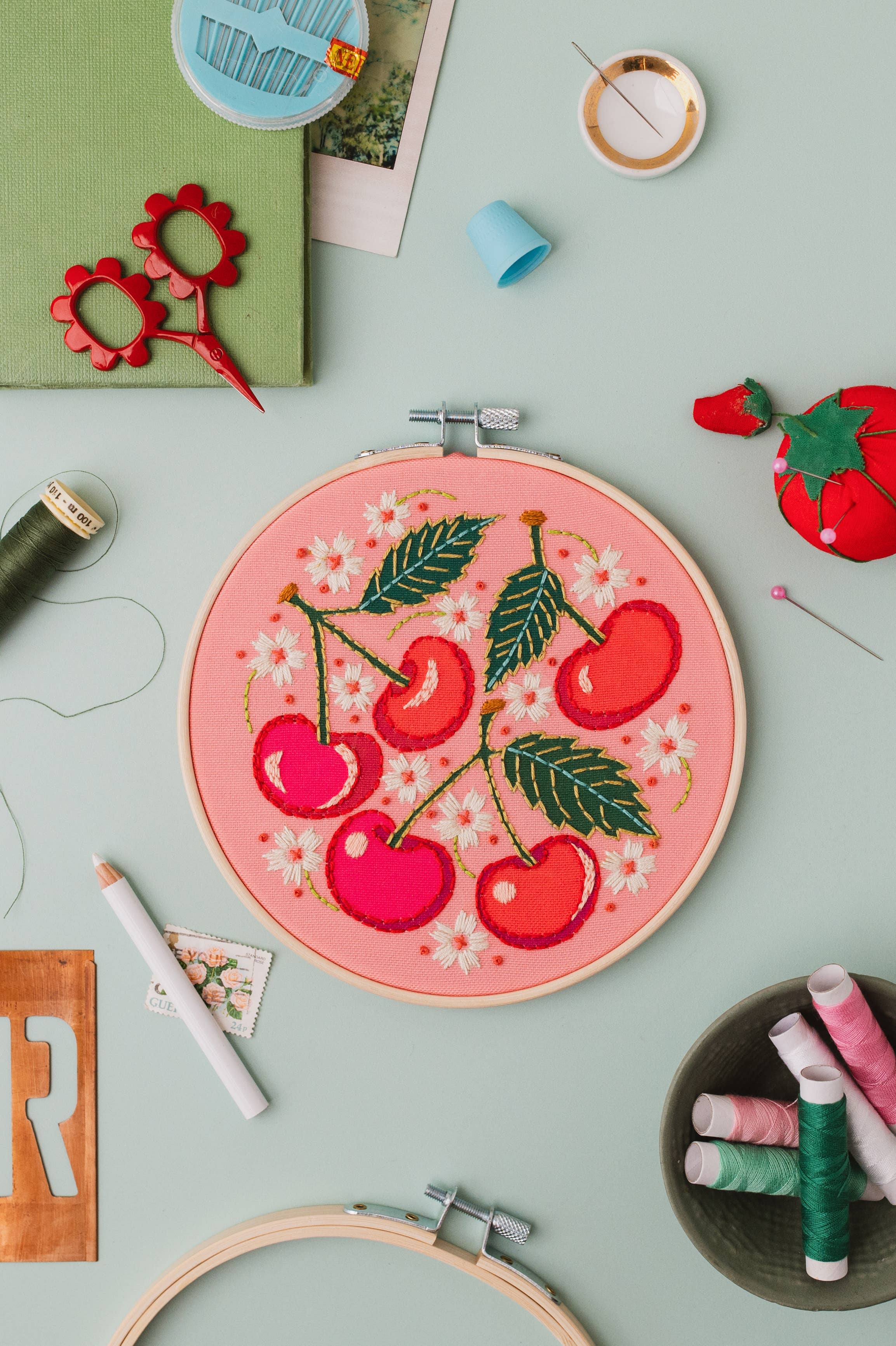 Cherries Embroidery Kit - Handcraft Harbor