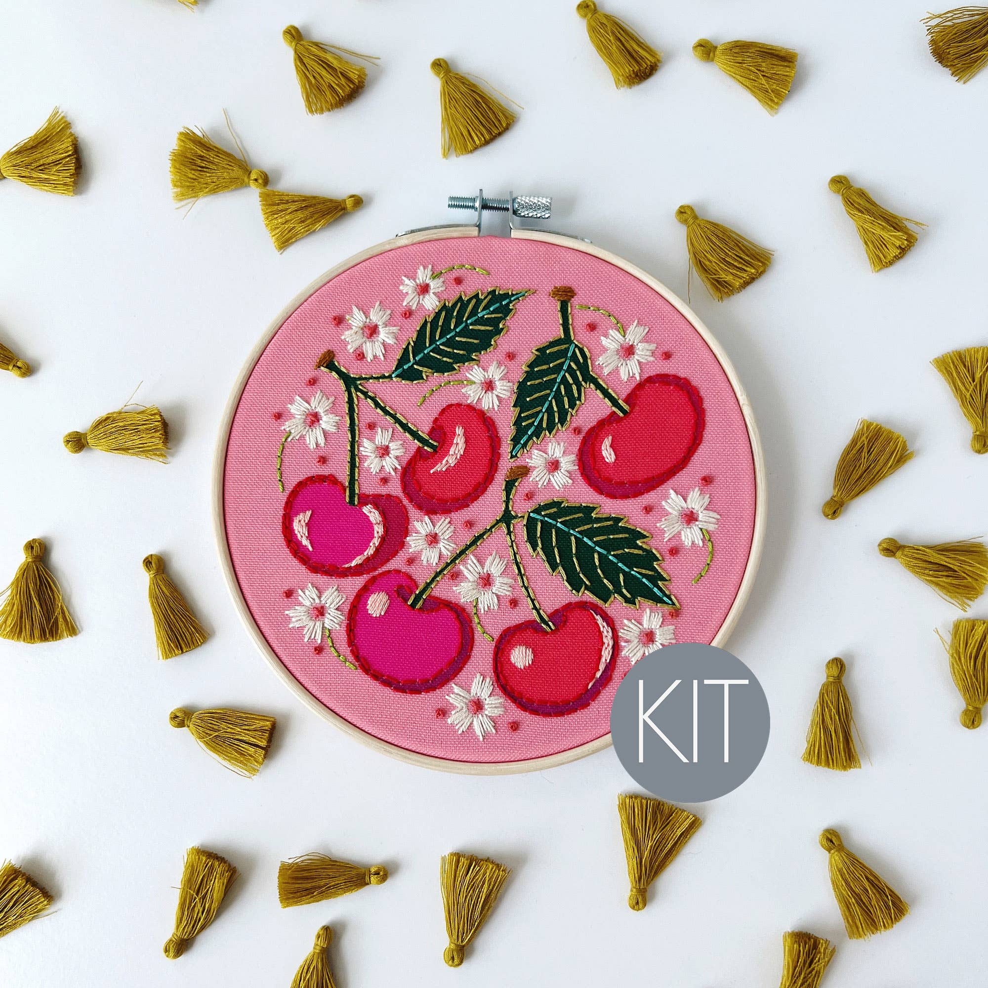 Cherries Embroidery Kit - Handcraft Harbor