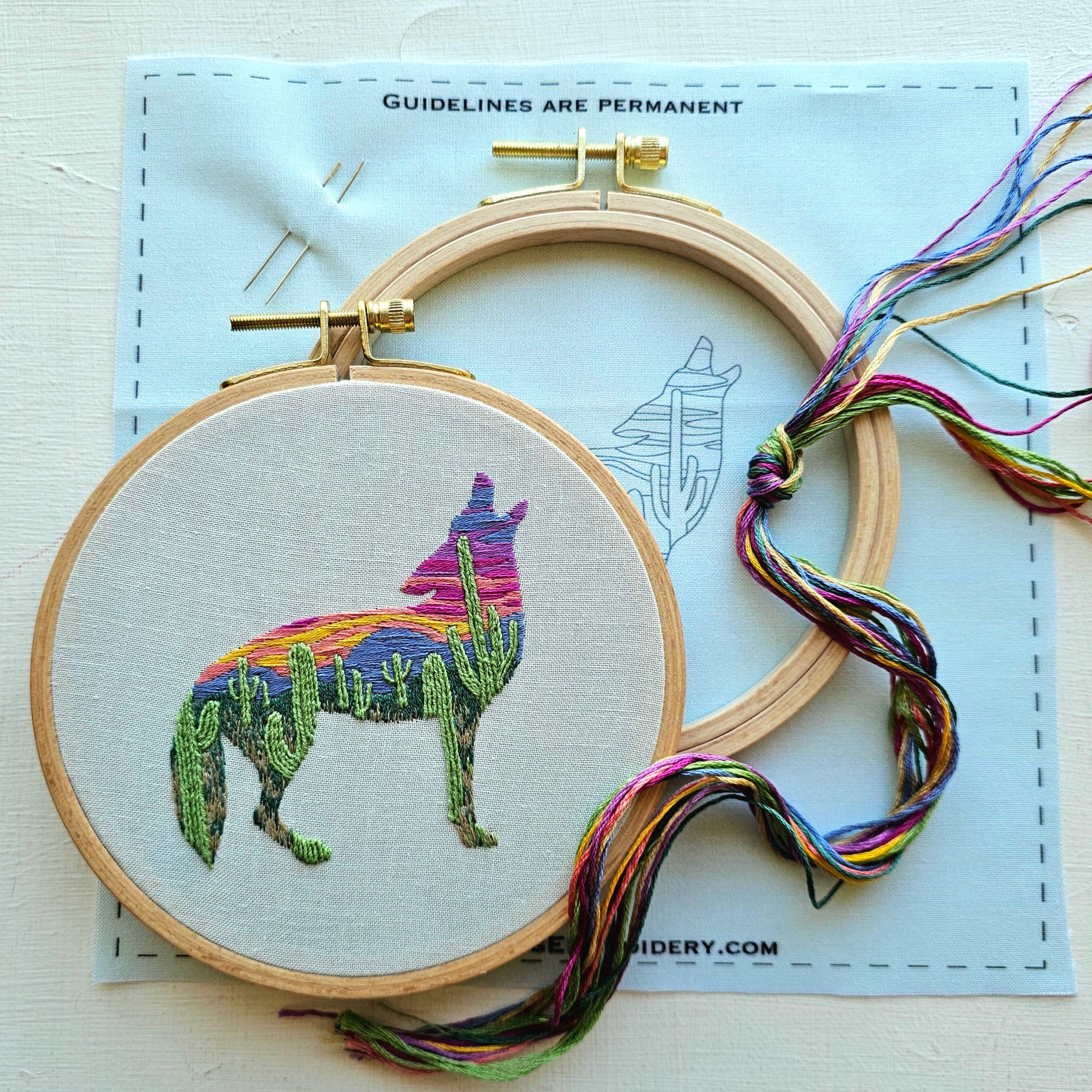 Desert Coyote Embroidery Kit - Handcraft Harbor