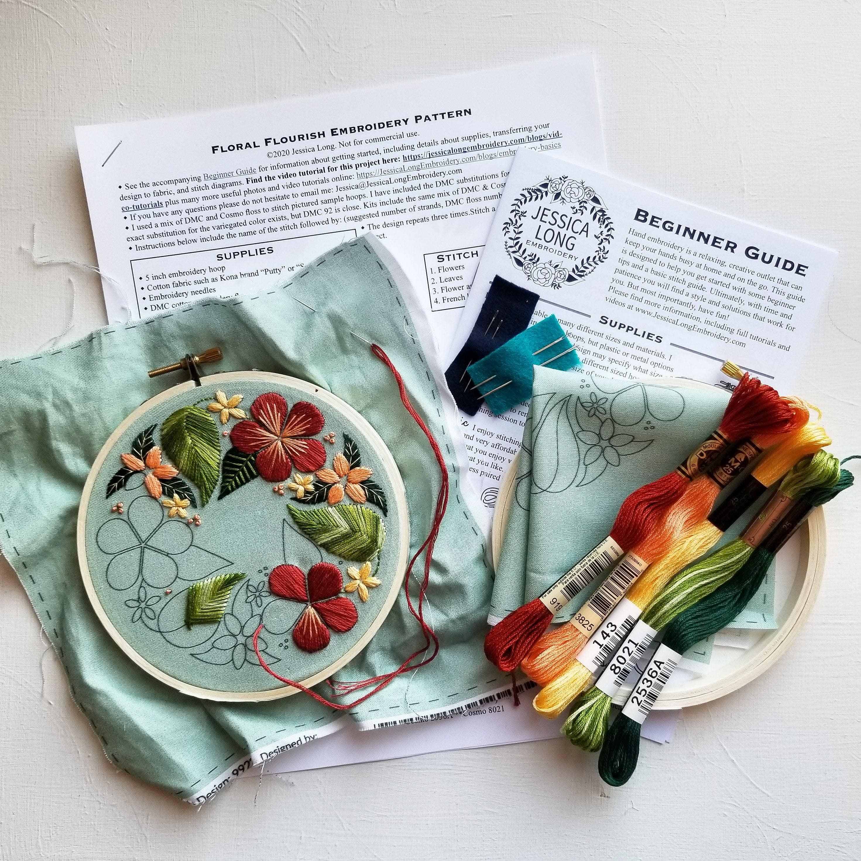 Floral Flourish Beginner Embroidery Kit - Handcraft Harbor