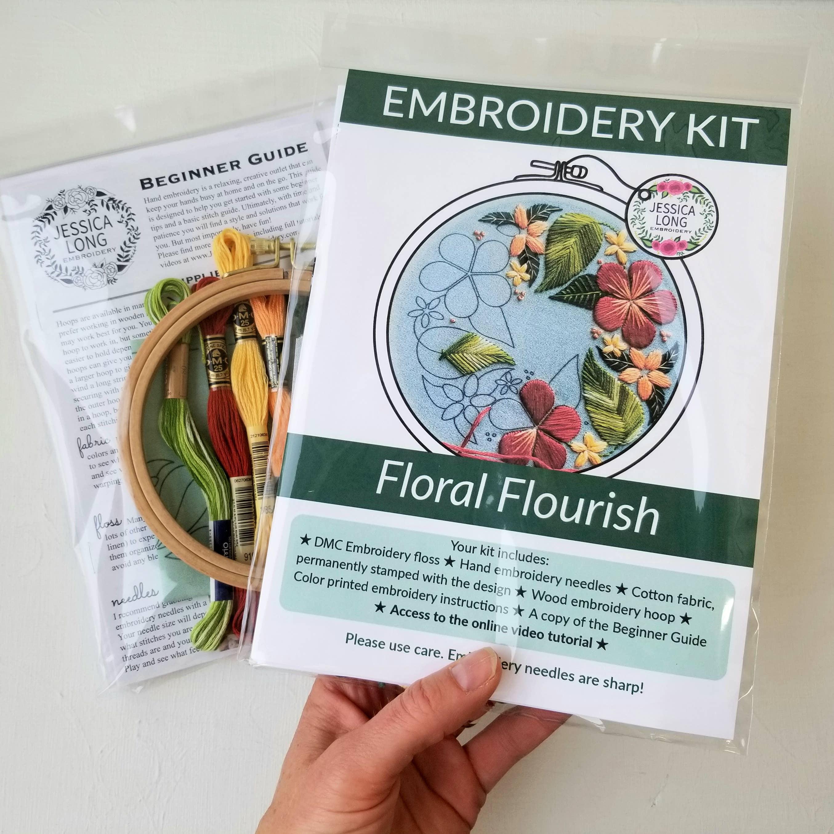 Floral Flourish Beginner Embroidery Kit - Handcraft Harbor