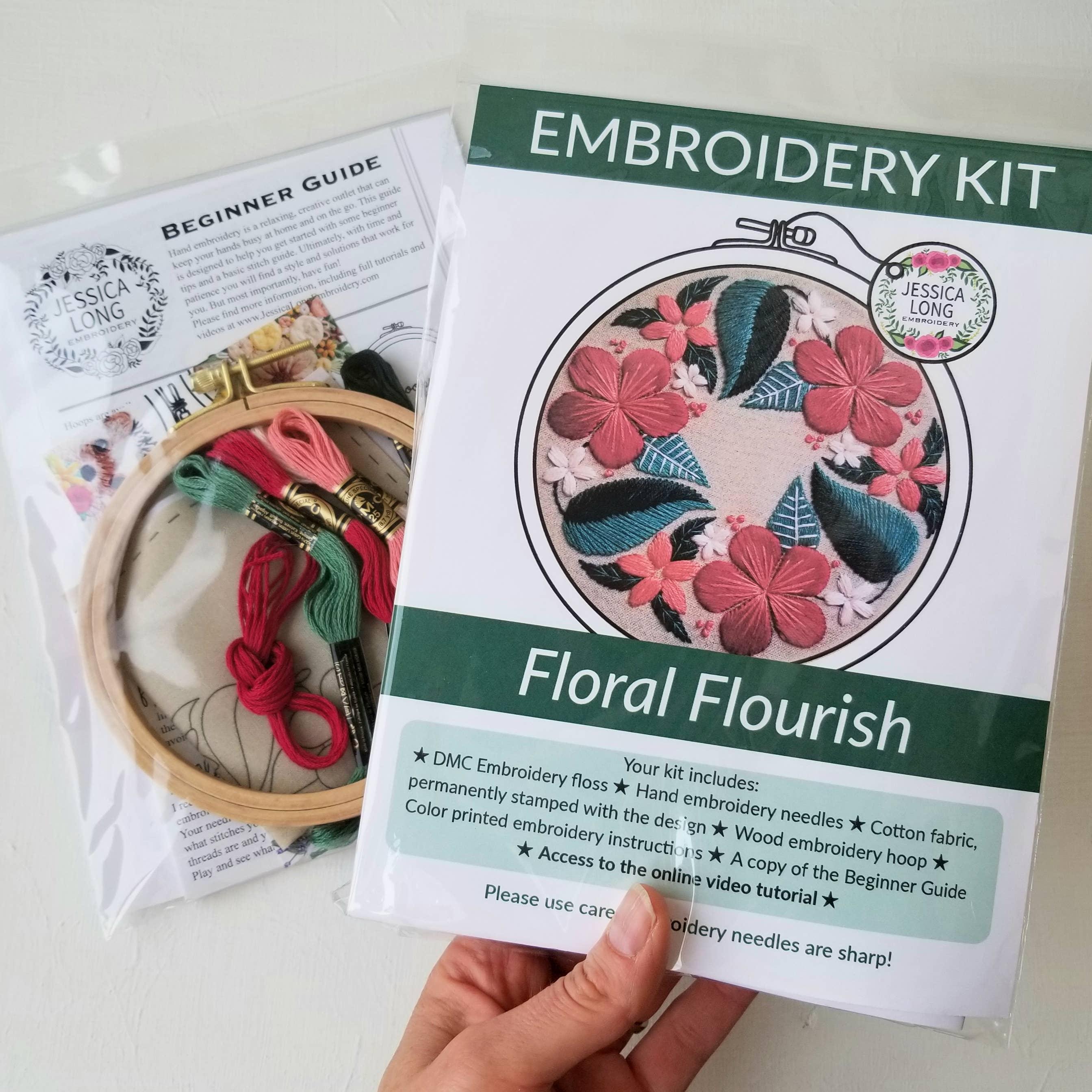 Floral Flourish Beginner Embroidery Kit - Handcraft Harbor