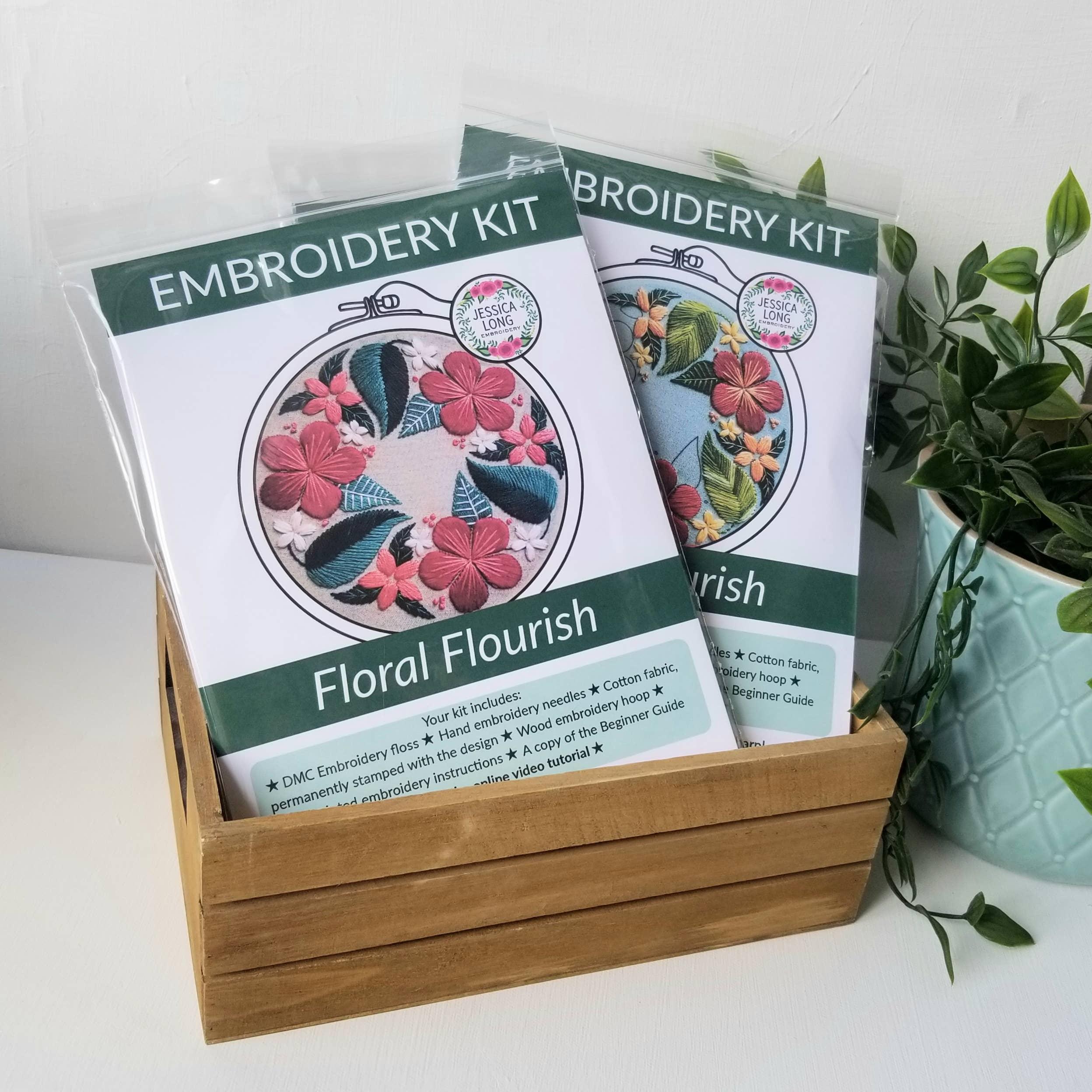 Floral Flourish Beginner Embroidery Kit - Handcraft Harbor