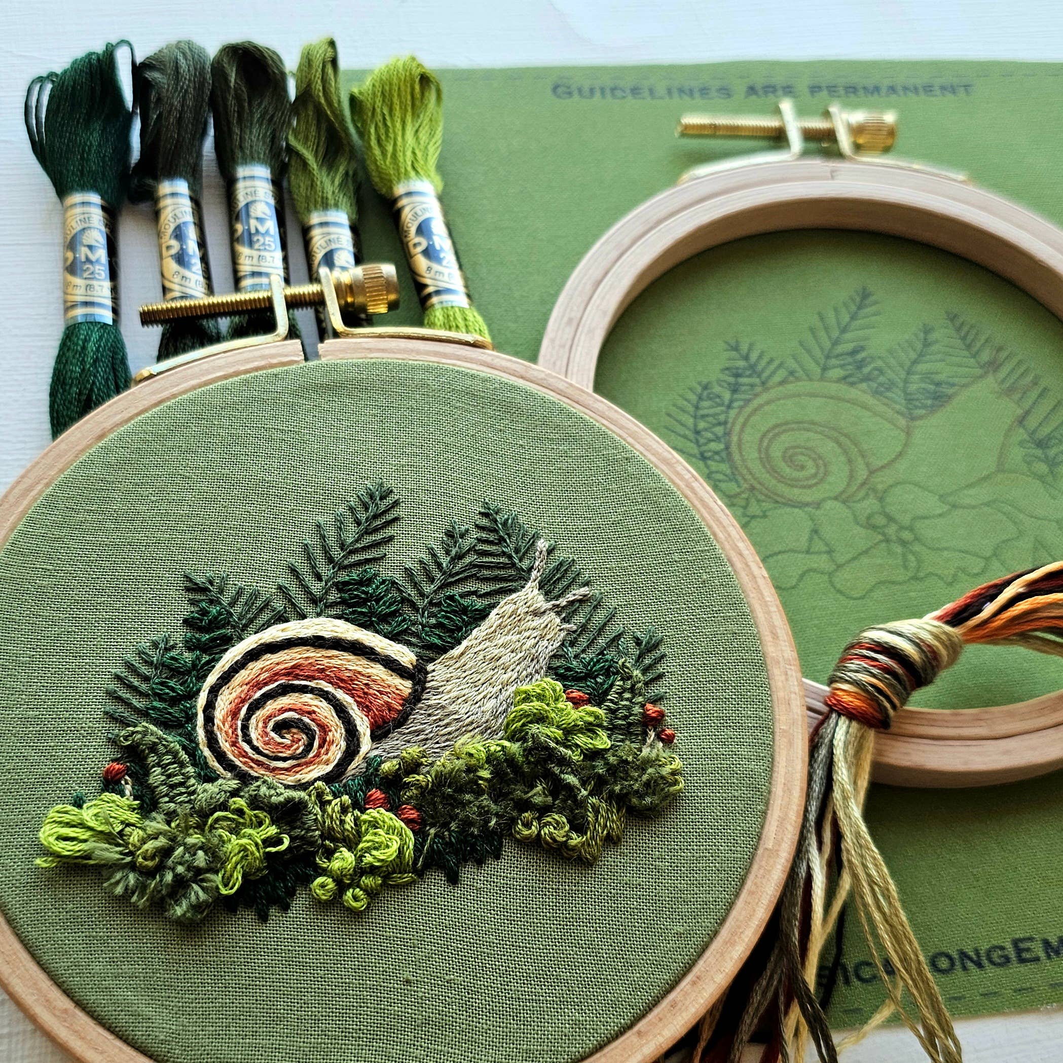 Forest Snail Intermediate Embroidery Kit - Handcraft Harbor