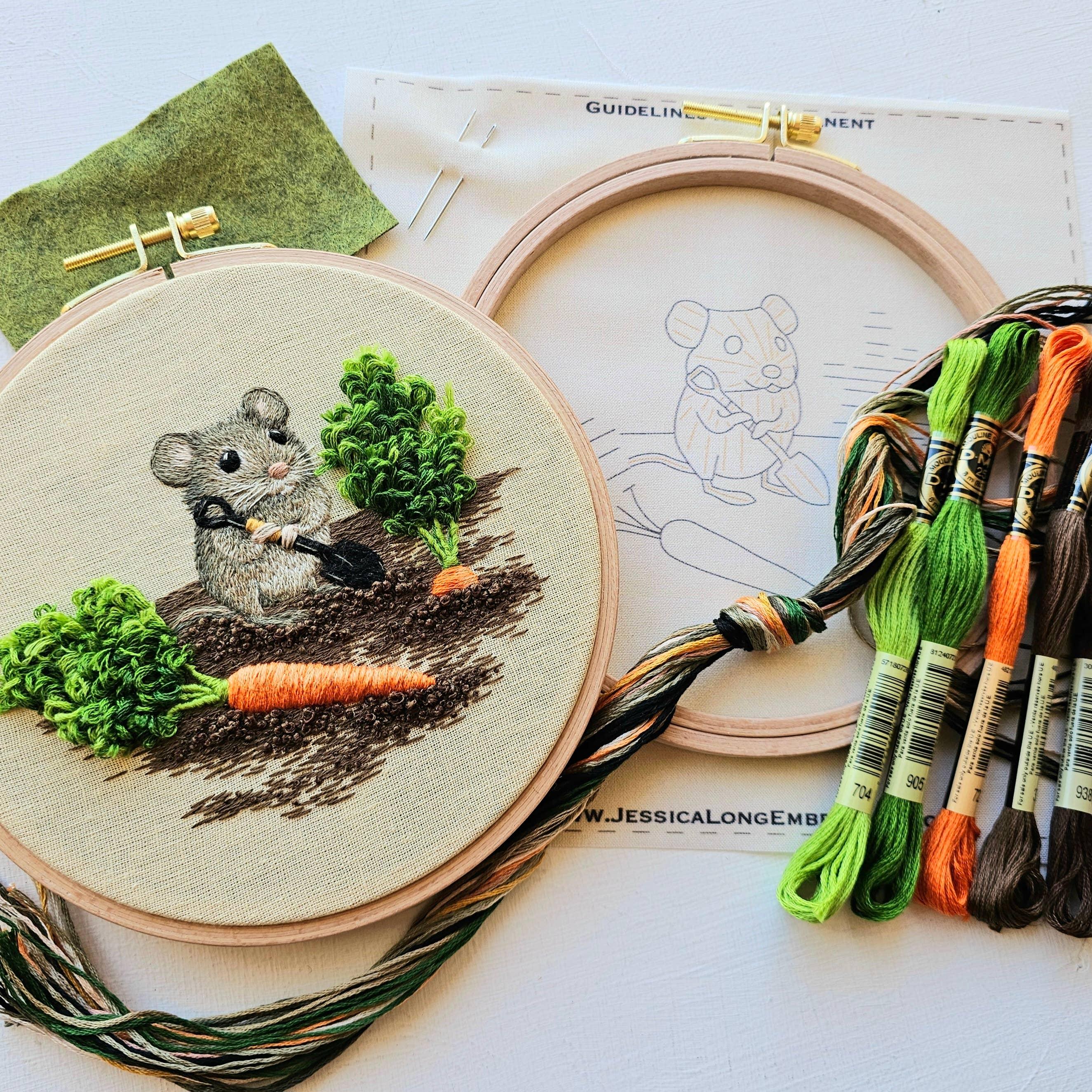 Garden Mouse Embroidery Kit - Handcraft Harbor