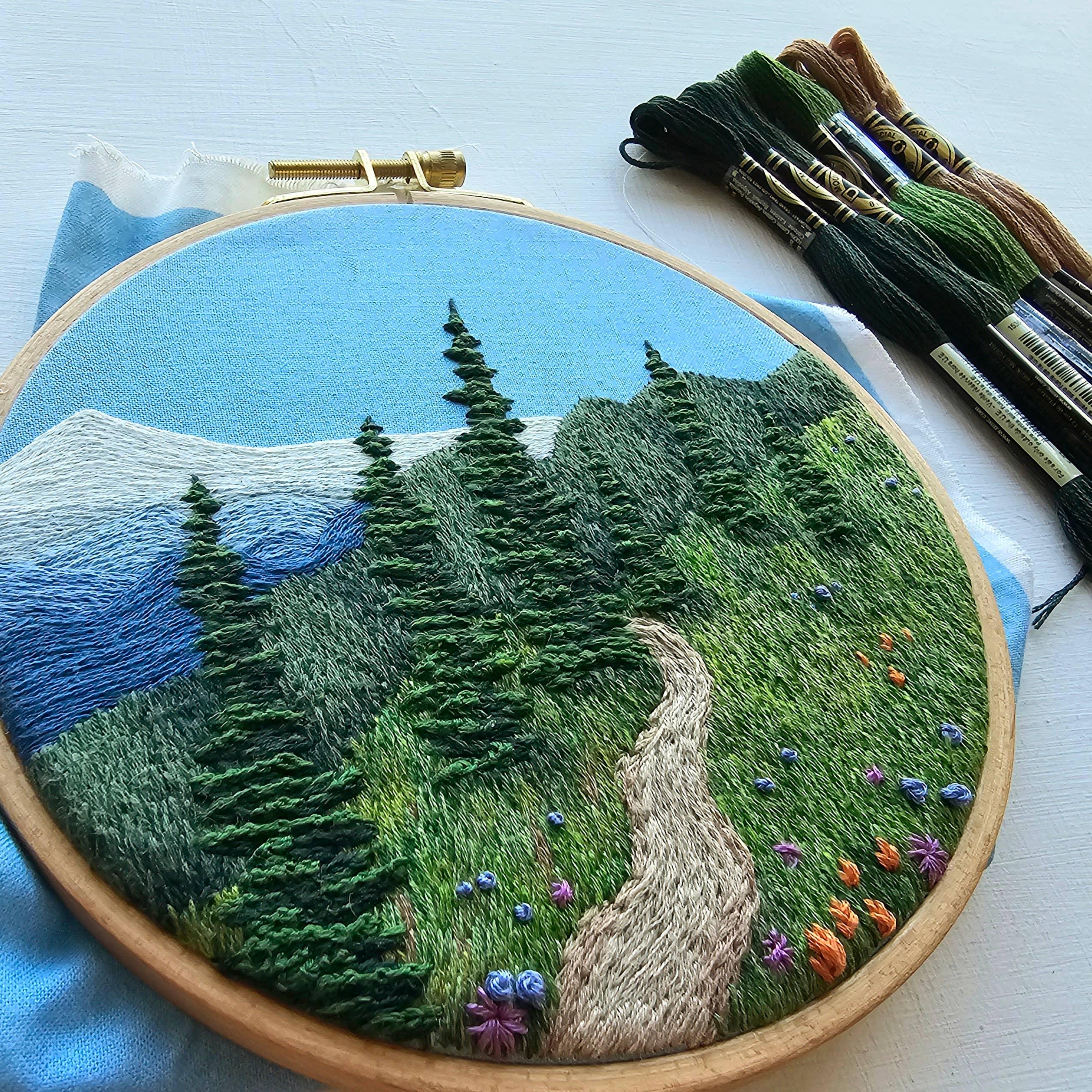 "Happy Trails" Landscape Embroidery Kit - Handcraft Harbor