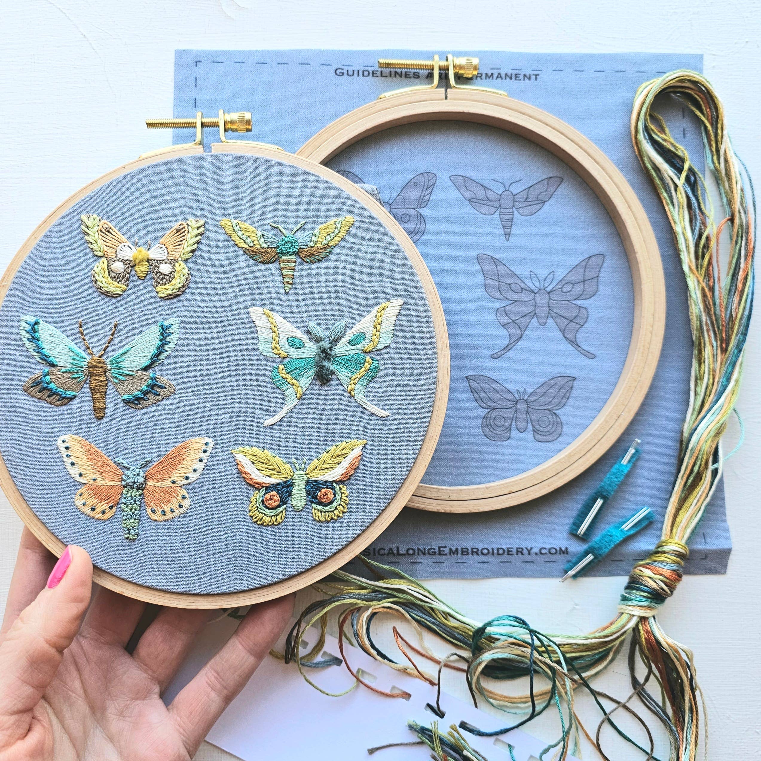 Moth Sampler Embroidery Kit - Handcraft Harbor