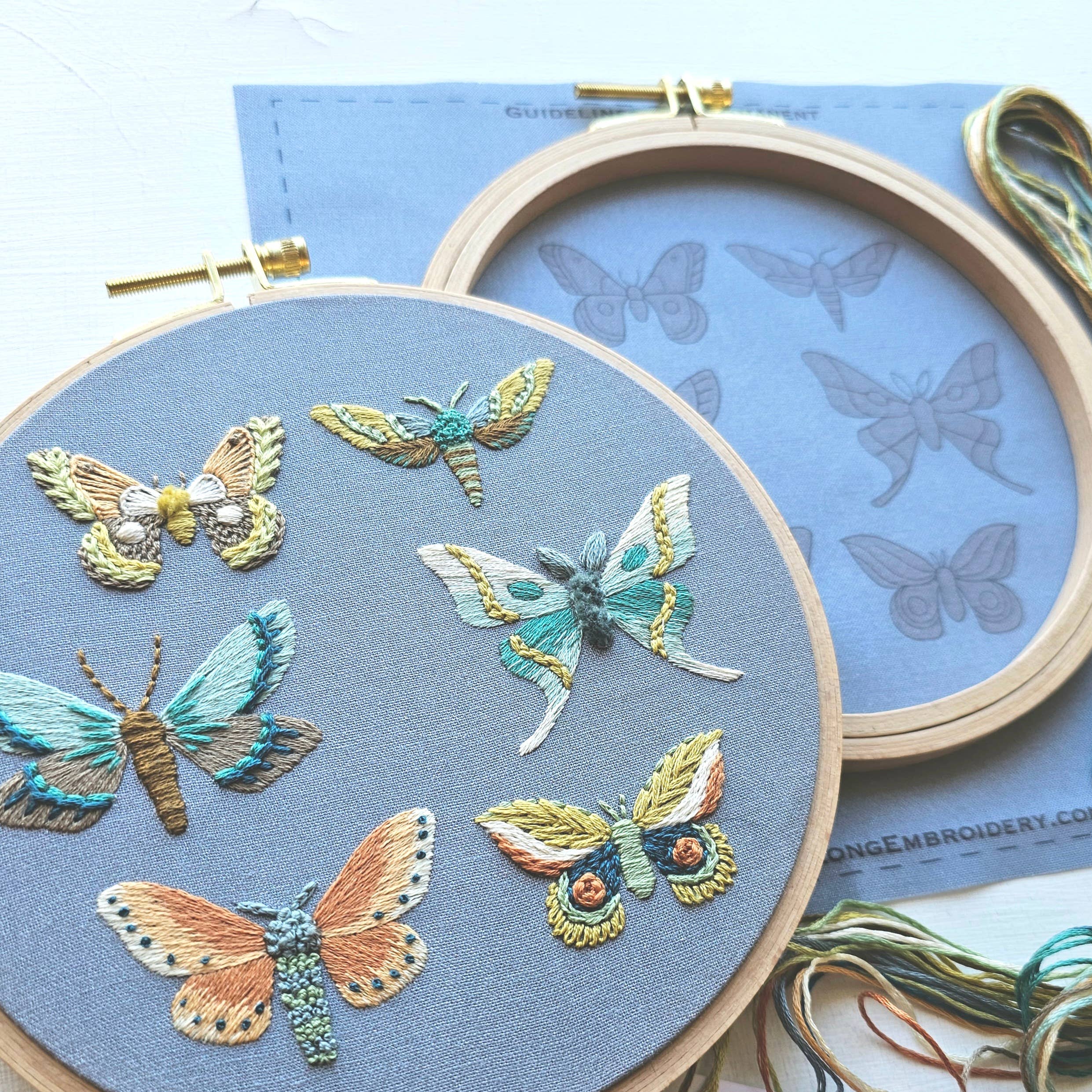 Moth Sampler Embroidery Kit - Handcraft Harbor