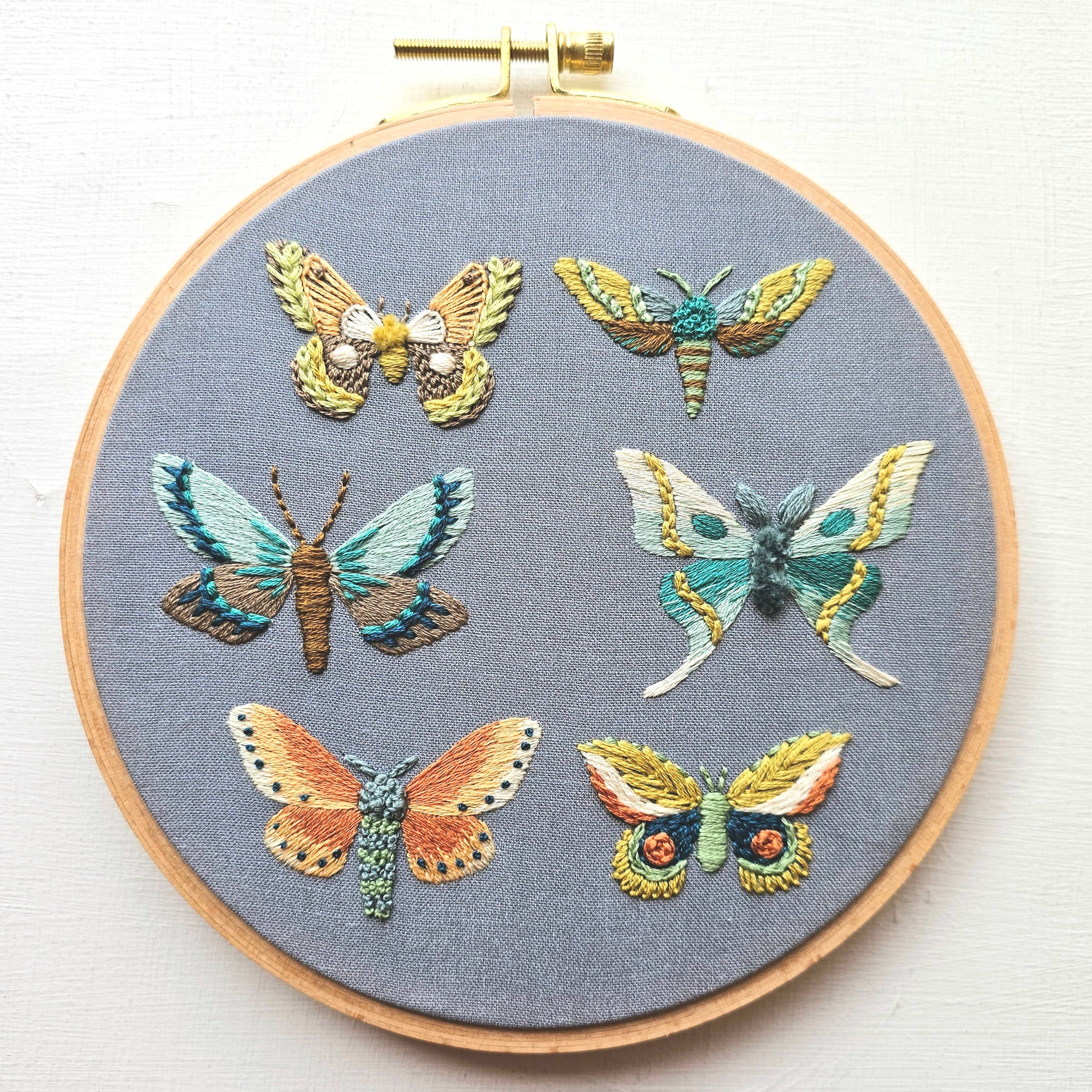 Moth Sampler Embroidery Kit - Handcraft Harbor