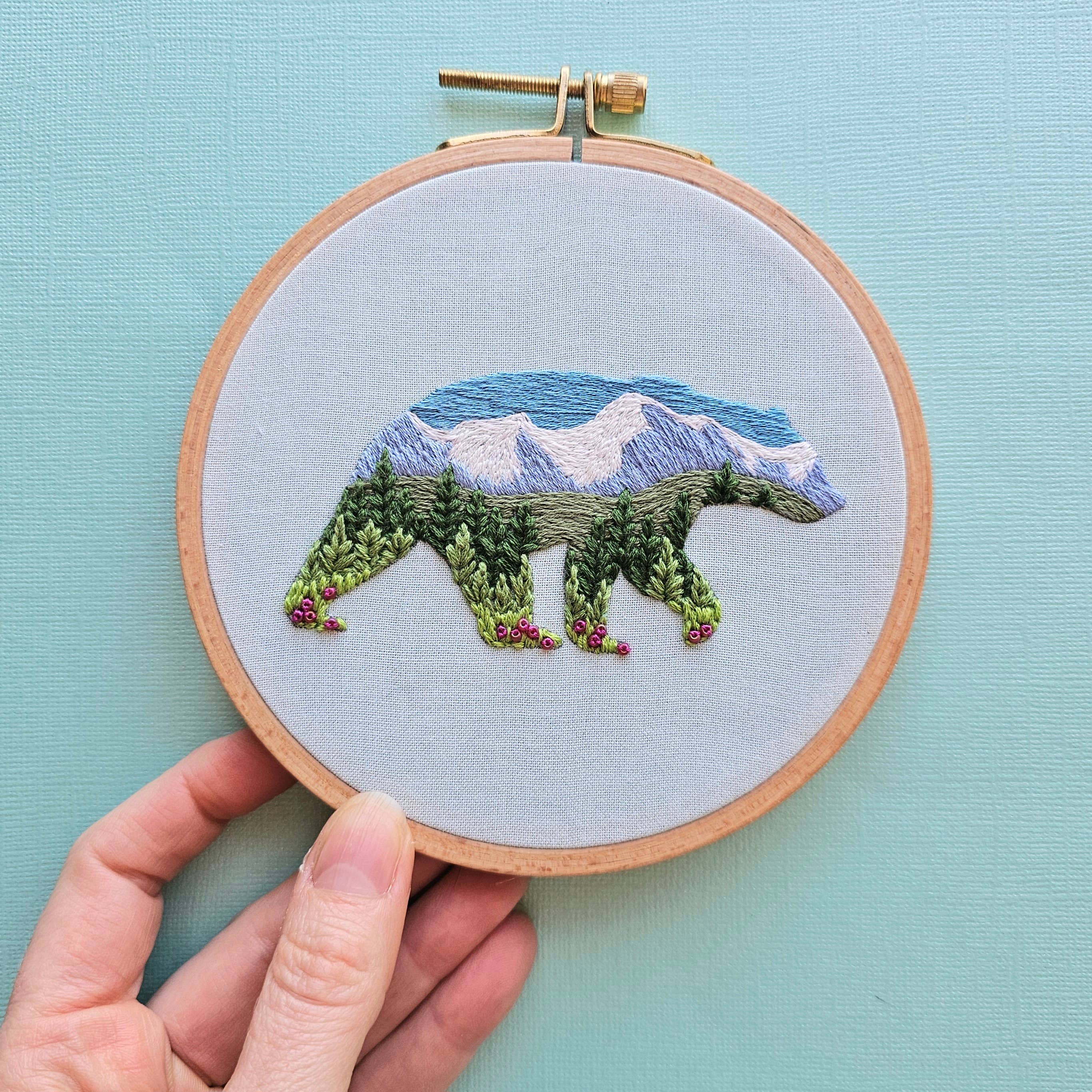 Mountain Bear Embroidery Kit - Handcraft Harbor
