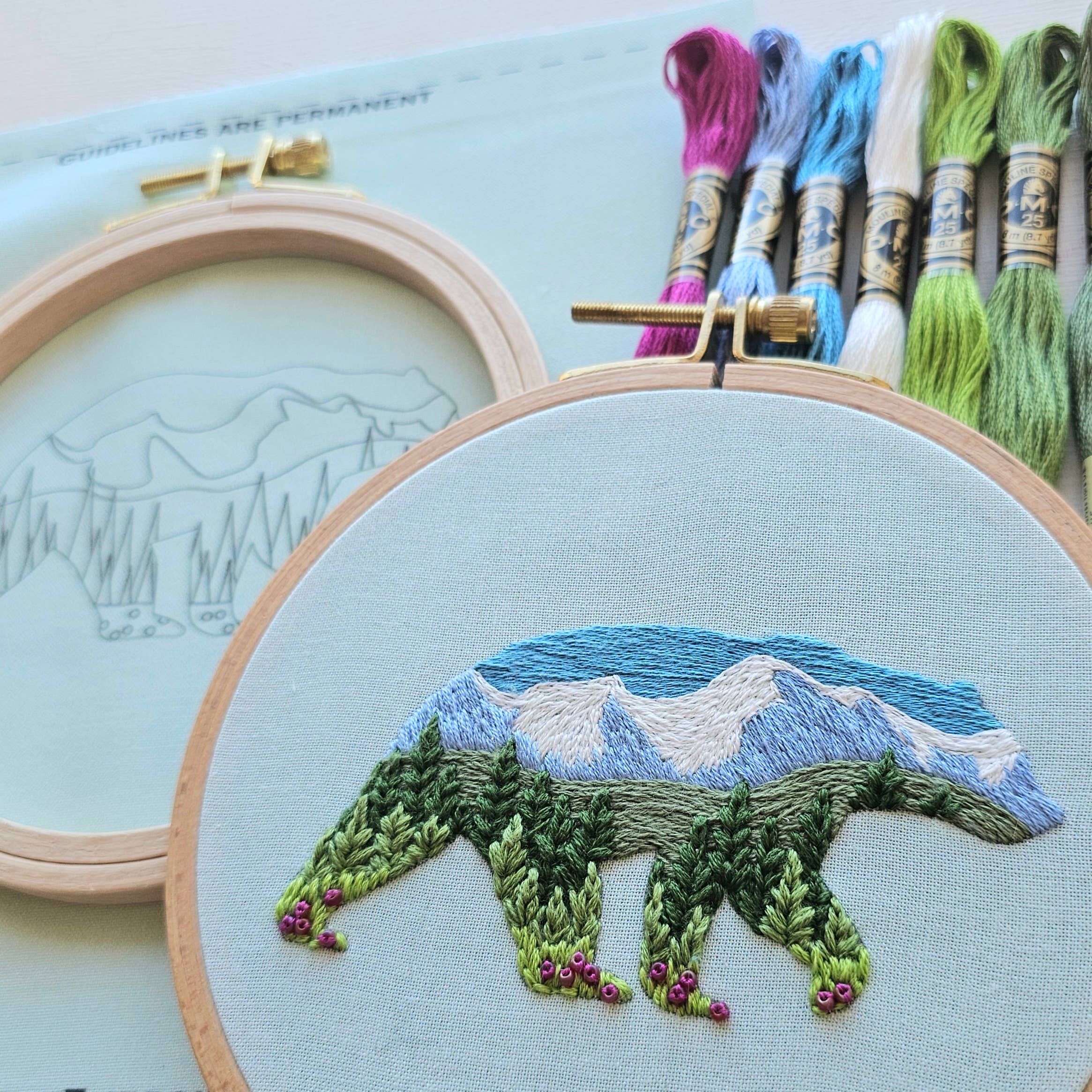 Mountain Bear Embroidery Kit - Handcraft Harbor
