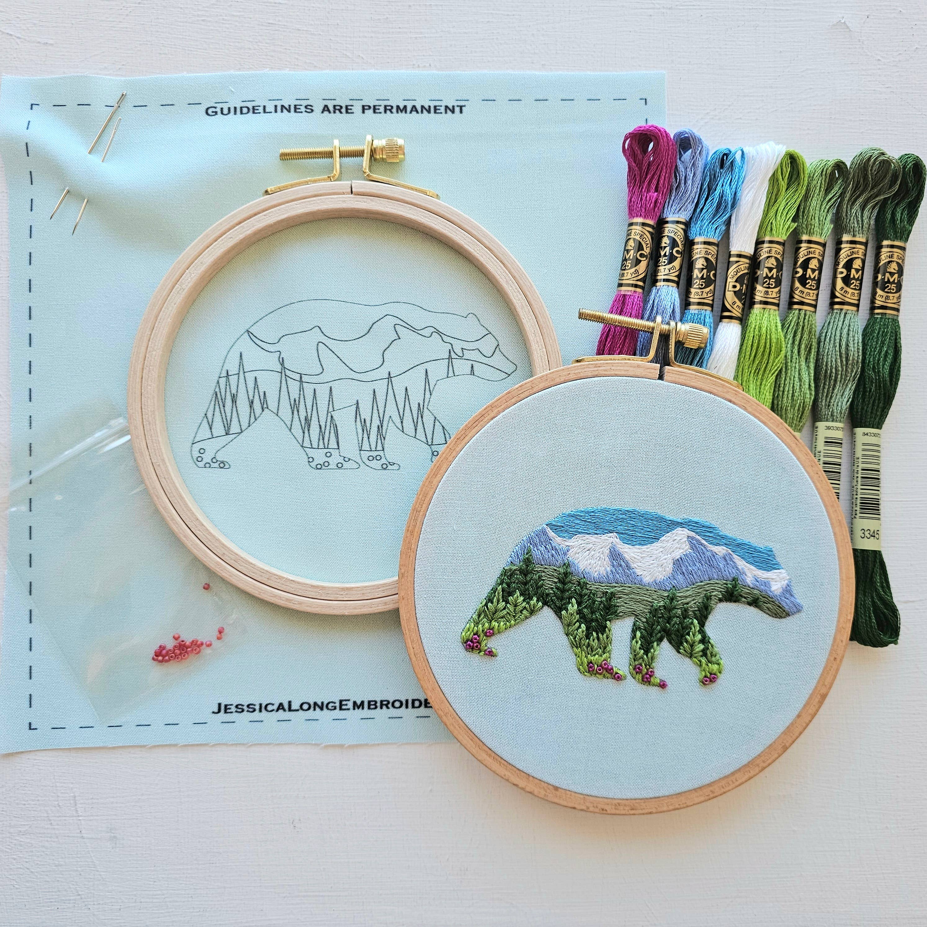 Mountain Bear Embroidery Kit - Handcraft Harbor