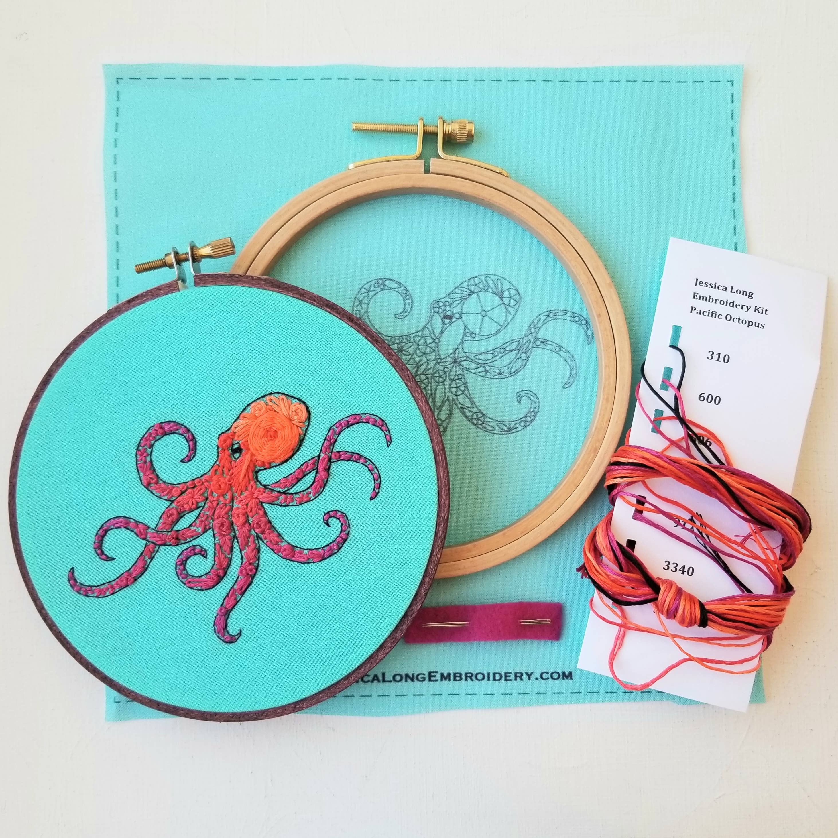 Pacific Octopus Embroidery Kit - Handcraft Harbor