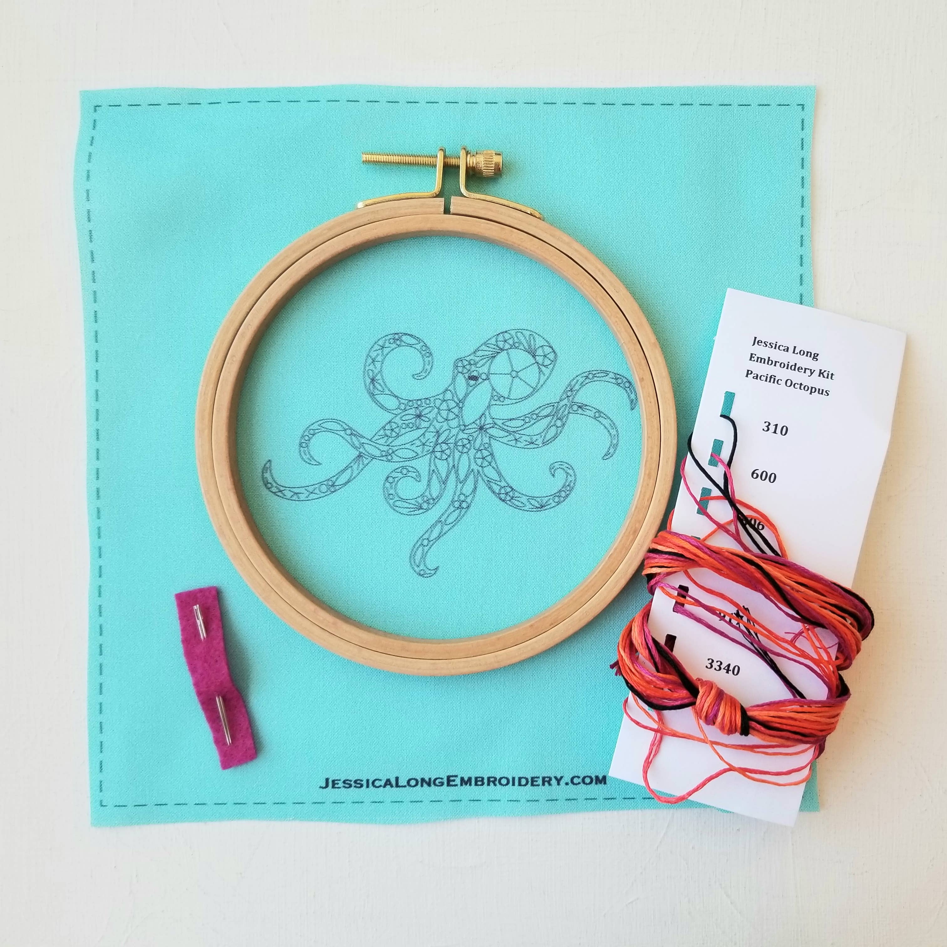 Pacific Octopus Embroidery Kit - Handcraft Harbor