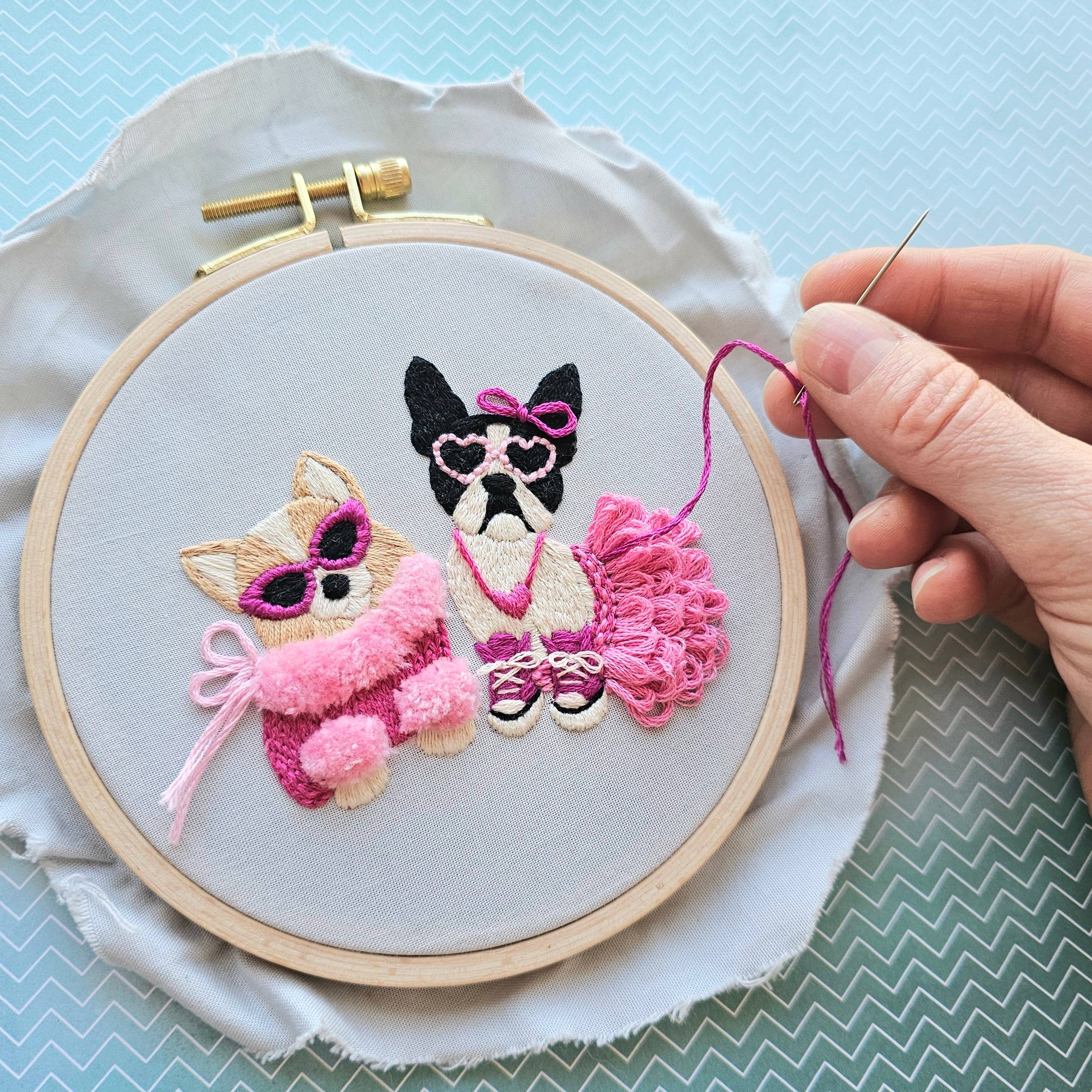 Pawty Time Embroidery Kit - Handcraft Harbor