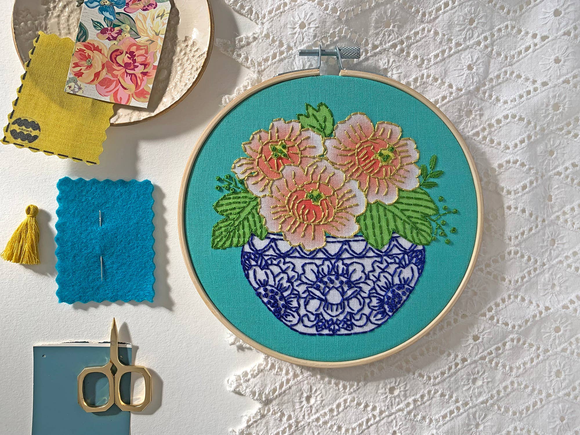 Peony Embroidery Kit - Handcraft Harbor