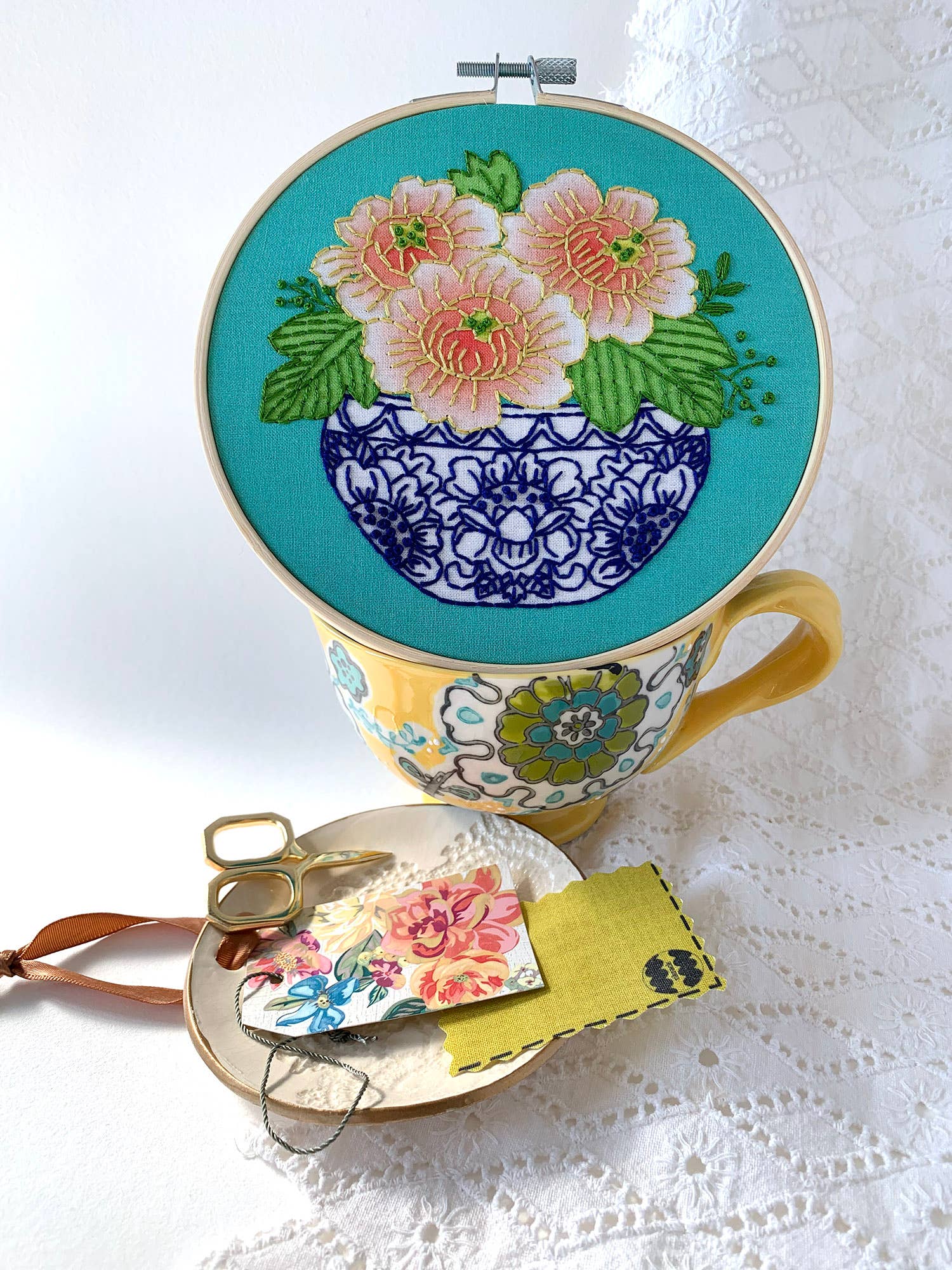 Peony Embroidery Kit - Handcraft Harbor