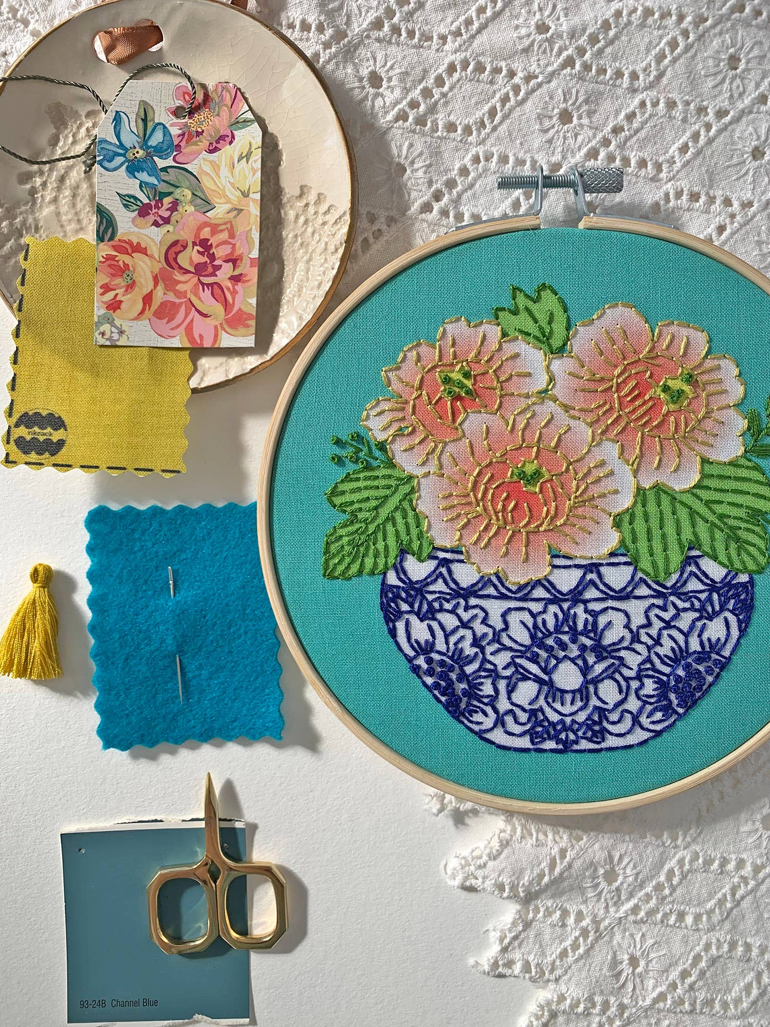 Peony Embroidery Kit - Handcraft Harbor