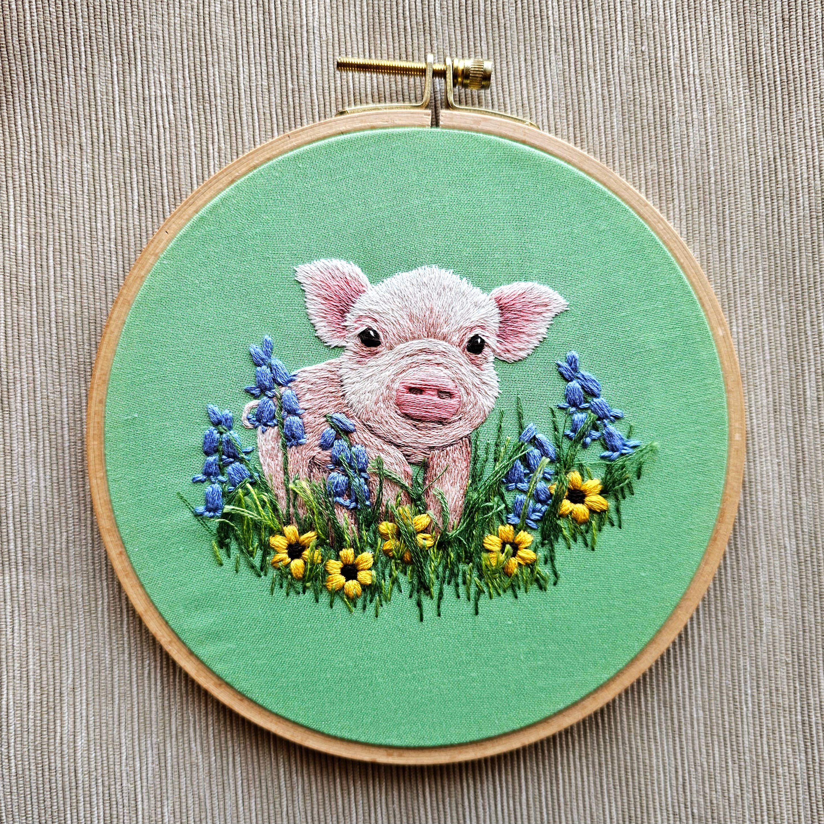 Posing Piglet Embroidery Kit - Handcraft Harbor