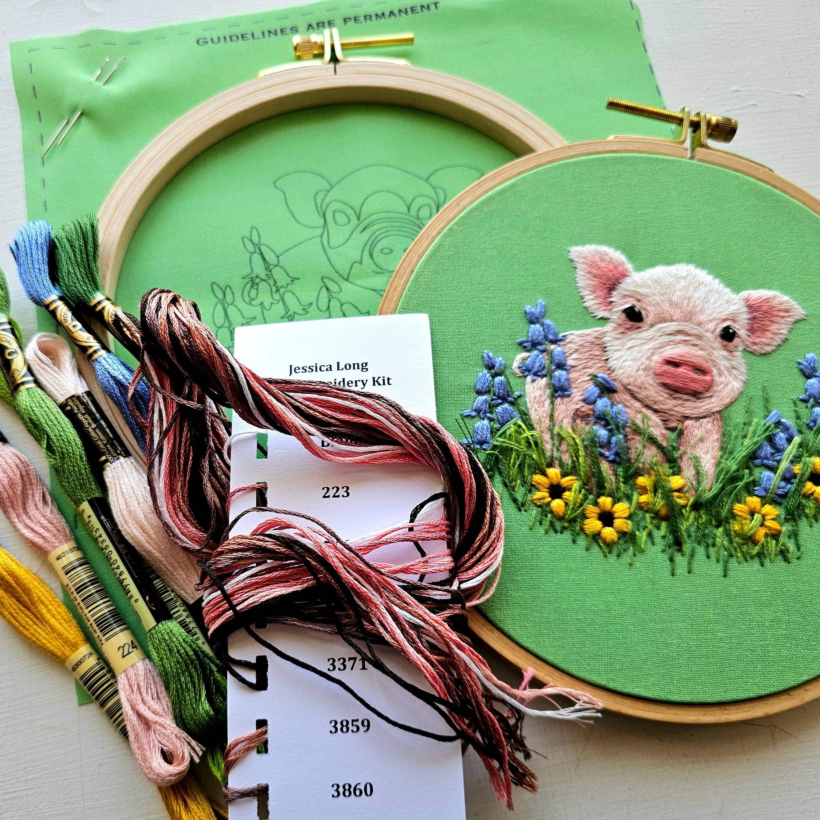 Posing Piglet Embroidery Kit - Handcraft Harbor
