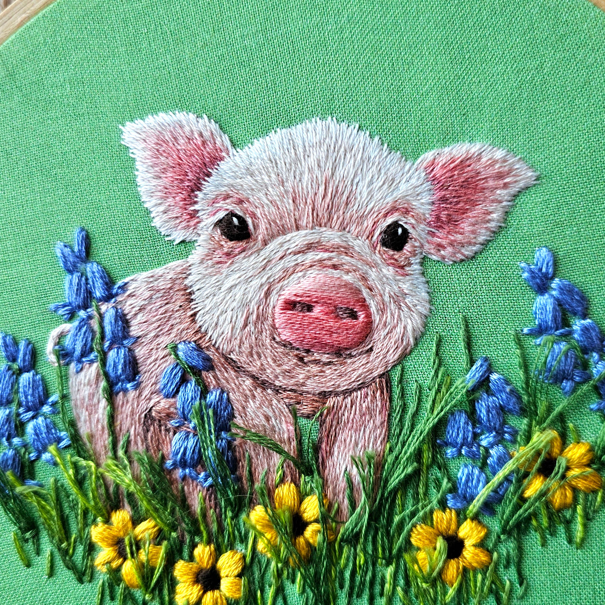 Posing Piglet Embroidery Kit - Handcraft Harbor