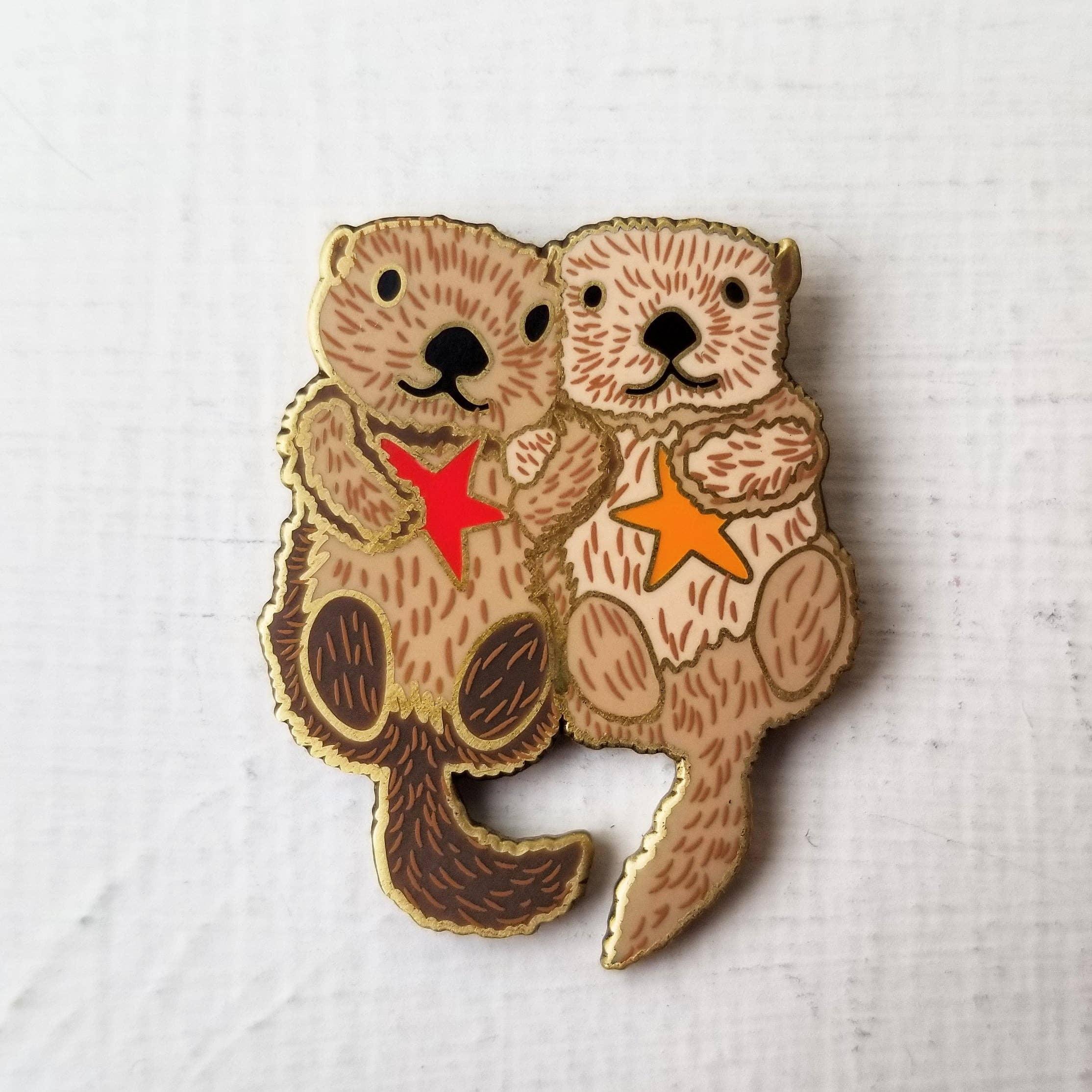Sea Otters Enamel Needle Minder - Handcraft Harbor