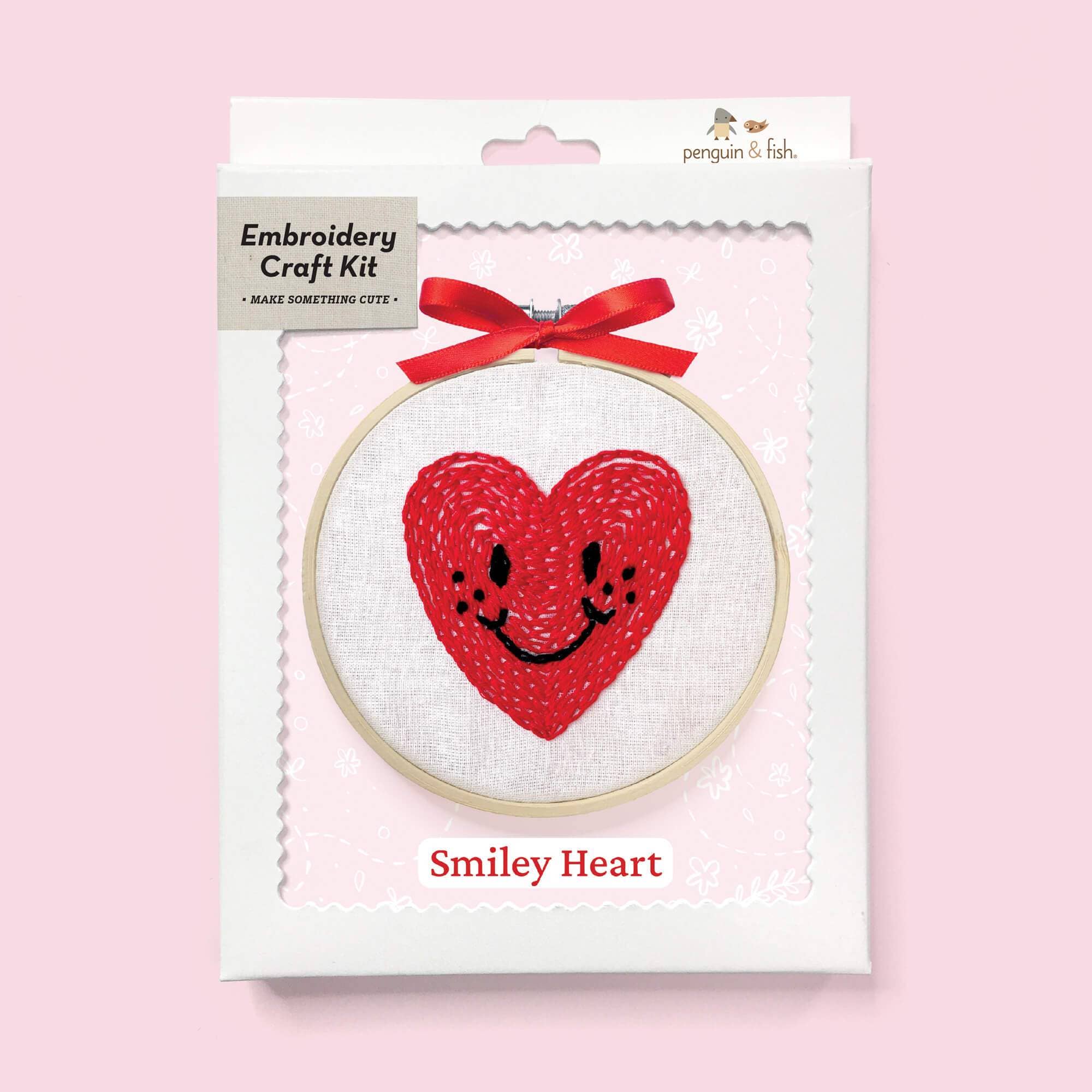 Smiley Heart 4" Embroidery Kit - Handcraft Harbor