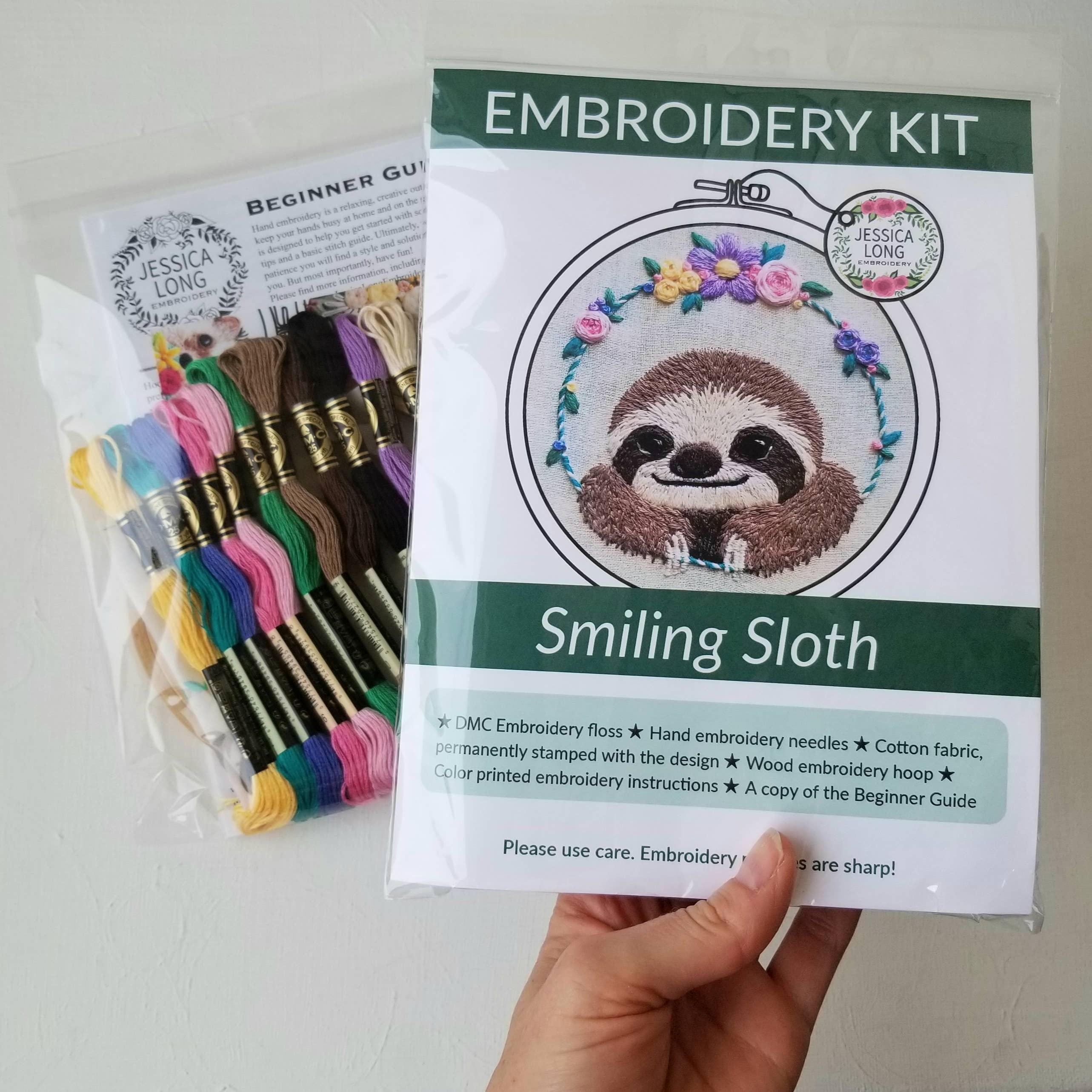 Smiling Sloth Embroidery Kit - Handcraft Harbor