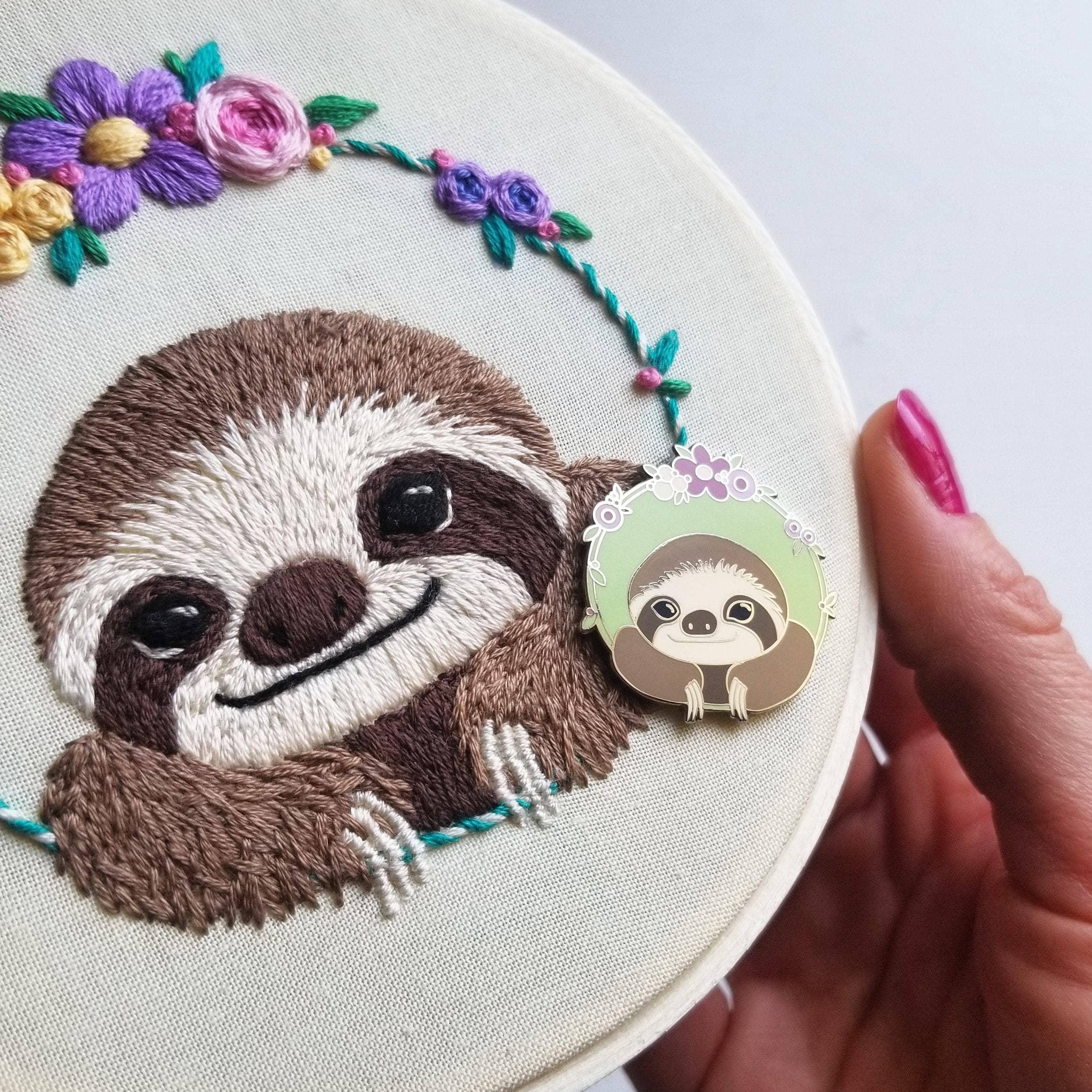 Smiling Sloth Embroidery Kit - Handcraft Harbor