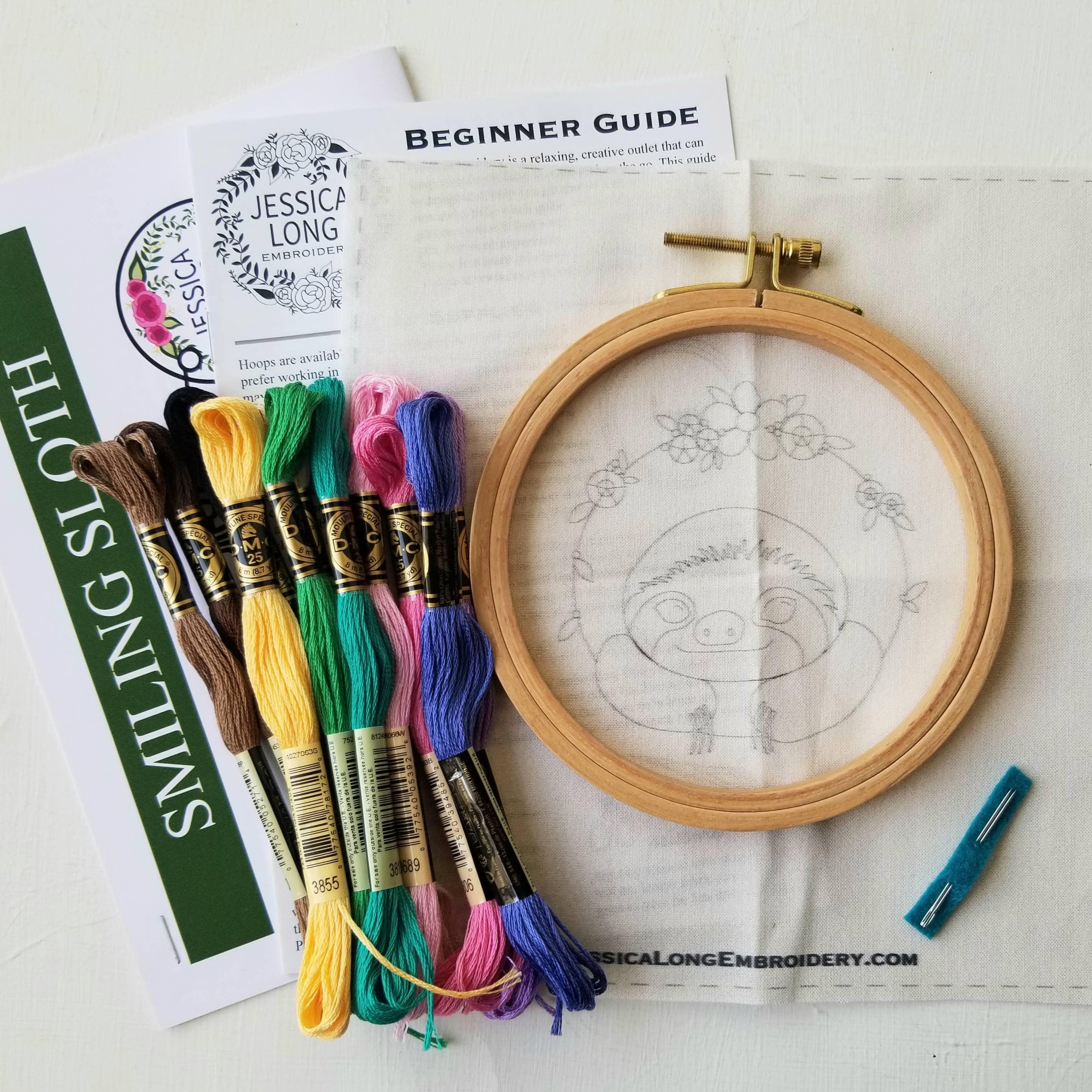 Smiling Sloth Embroidery Kit - Handcraft Harbor