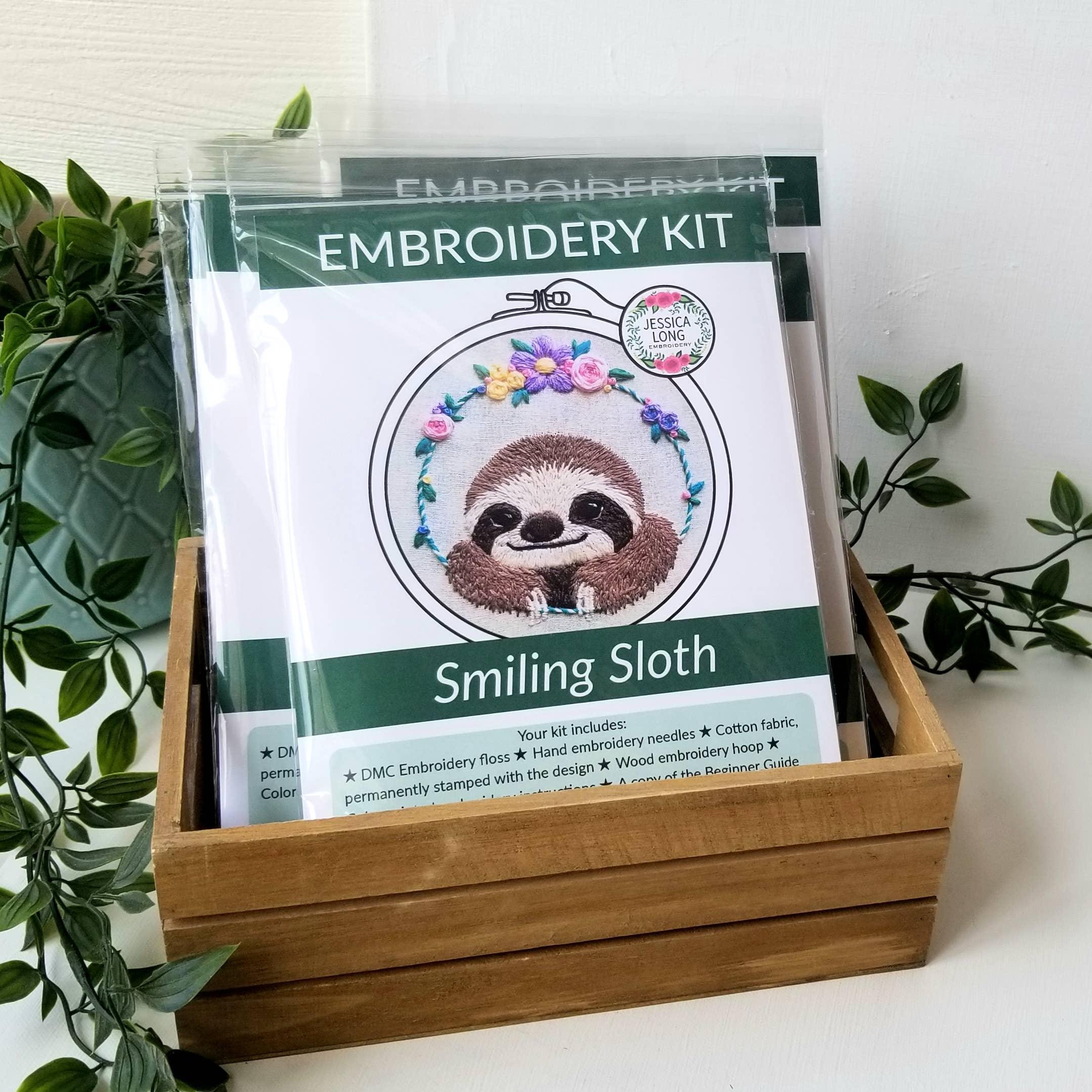 Smiling Sloth Embroidery Kit - Handcraft Harbor