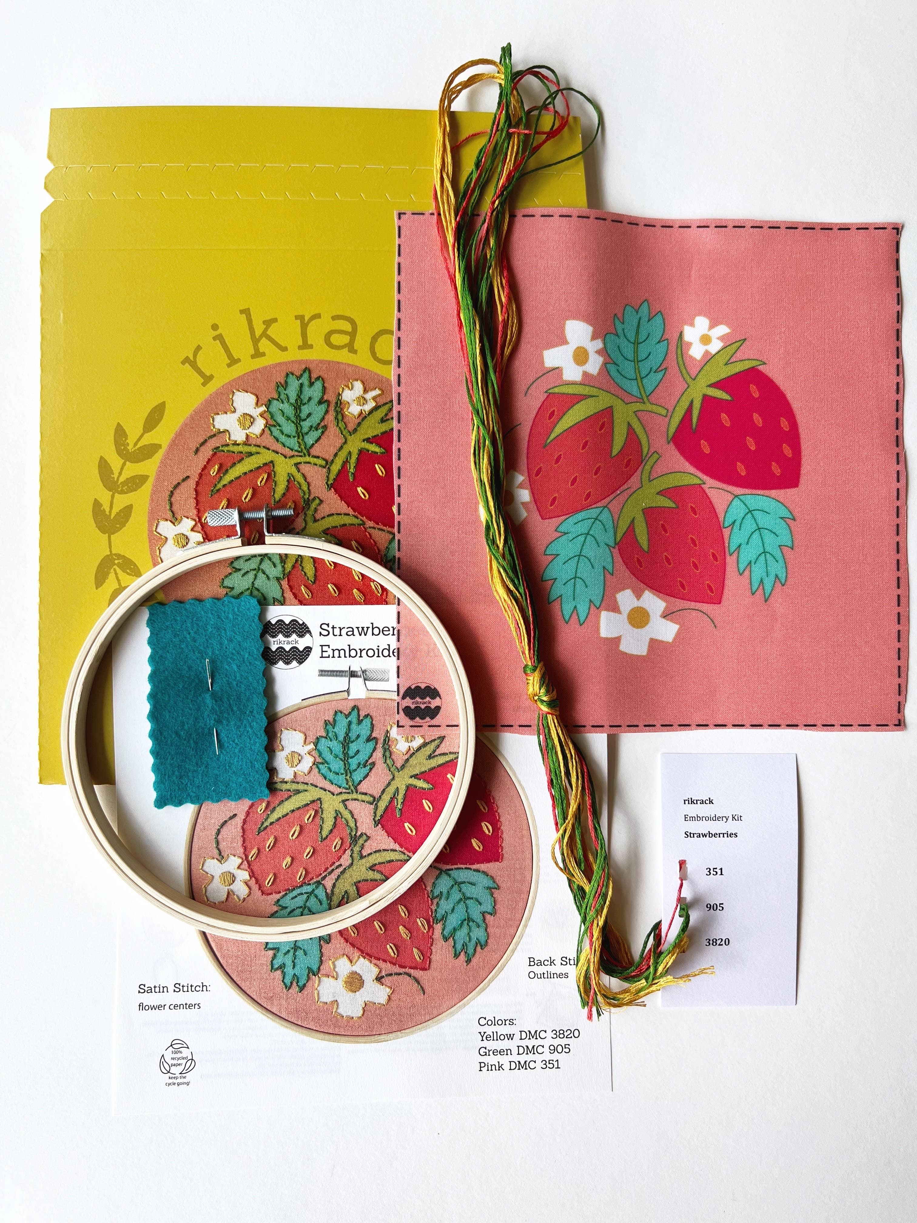 Strawberries Embroidery Kit - Handcraft Harbor