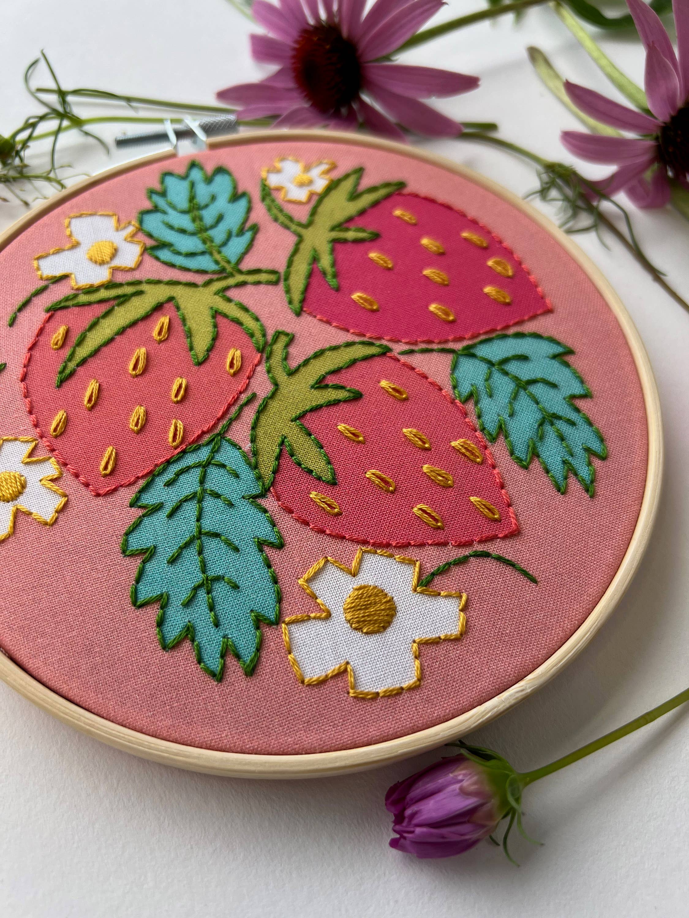Strawberries Embroidery Kit - Handcraft Harbor