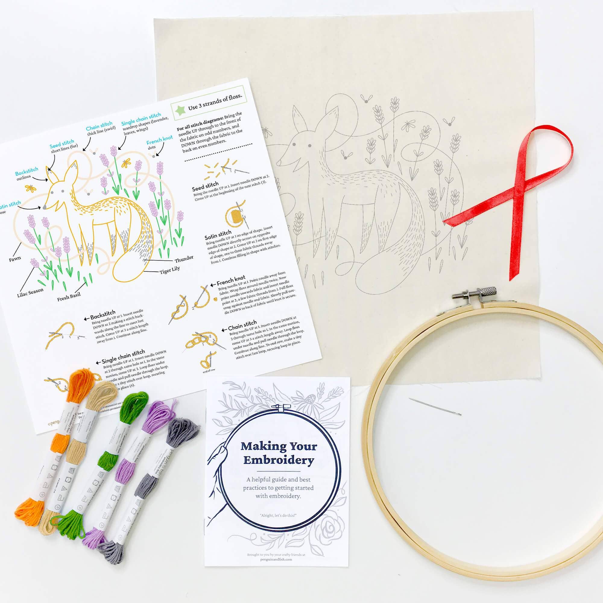 Summer Fox 8" Embroidery Kit - Handcraft Harbor