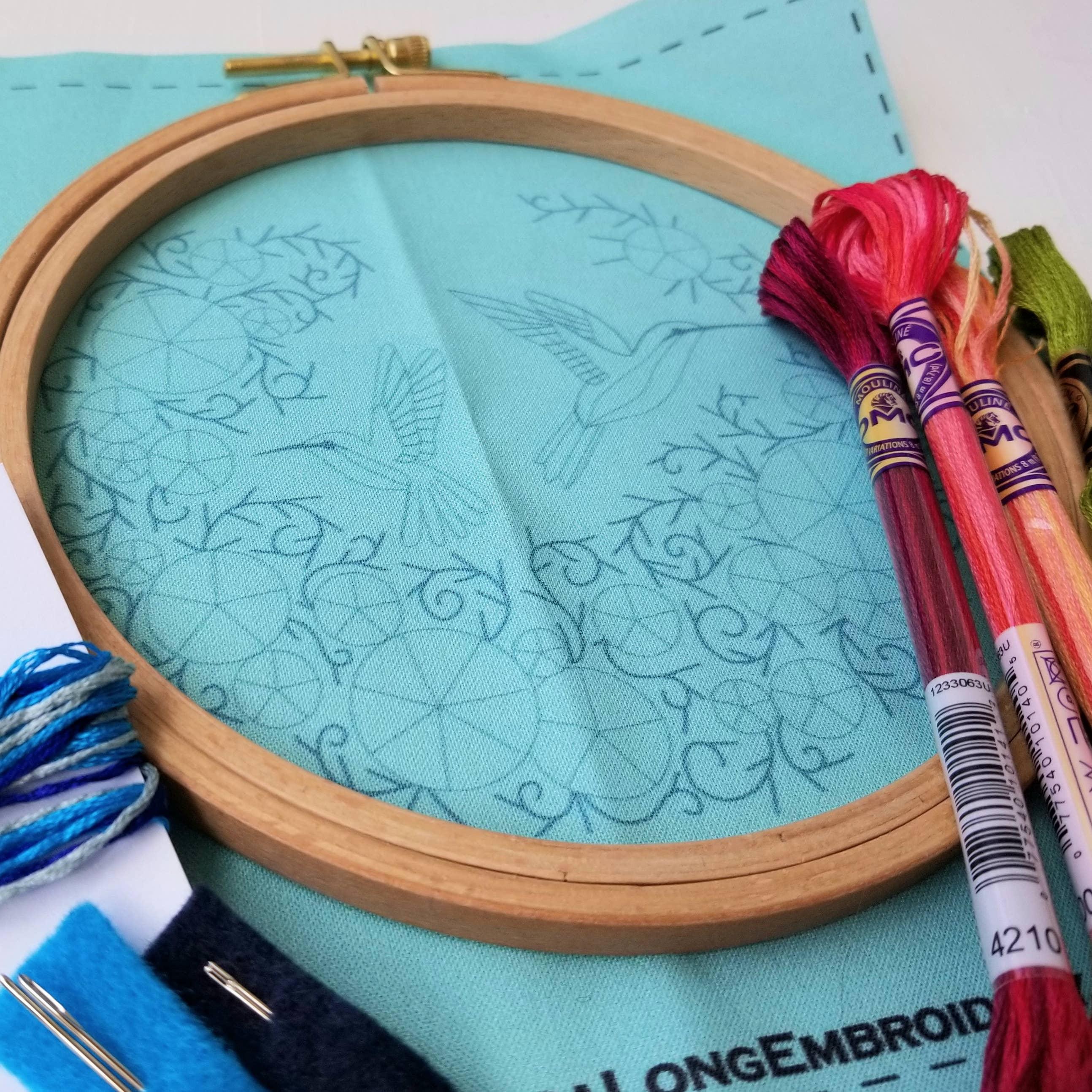 Summer Hummingbird Embroidery Kit - Handcraft Harbor