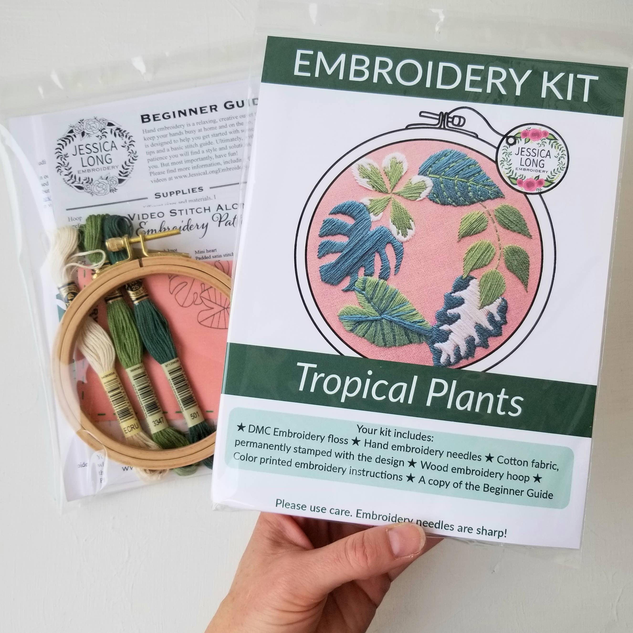 Tropical Plants Beginner Hand Embroidery Kit - Handcraft Harbor