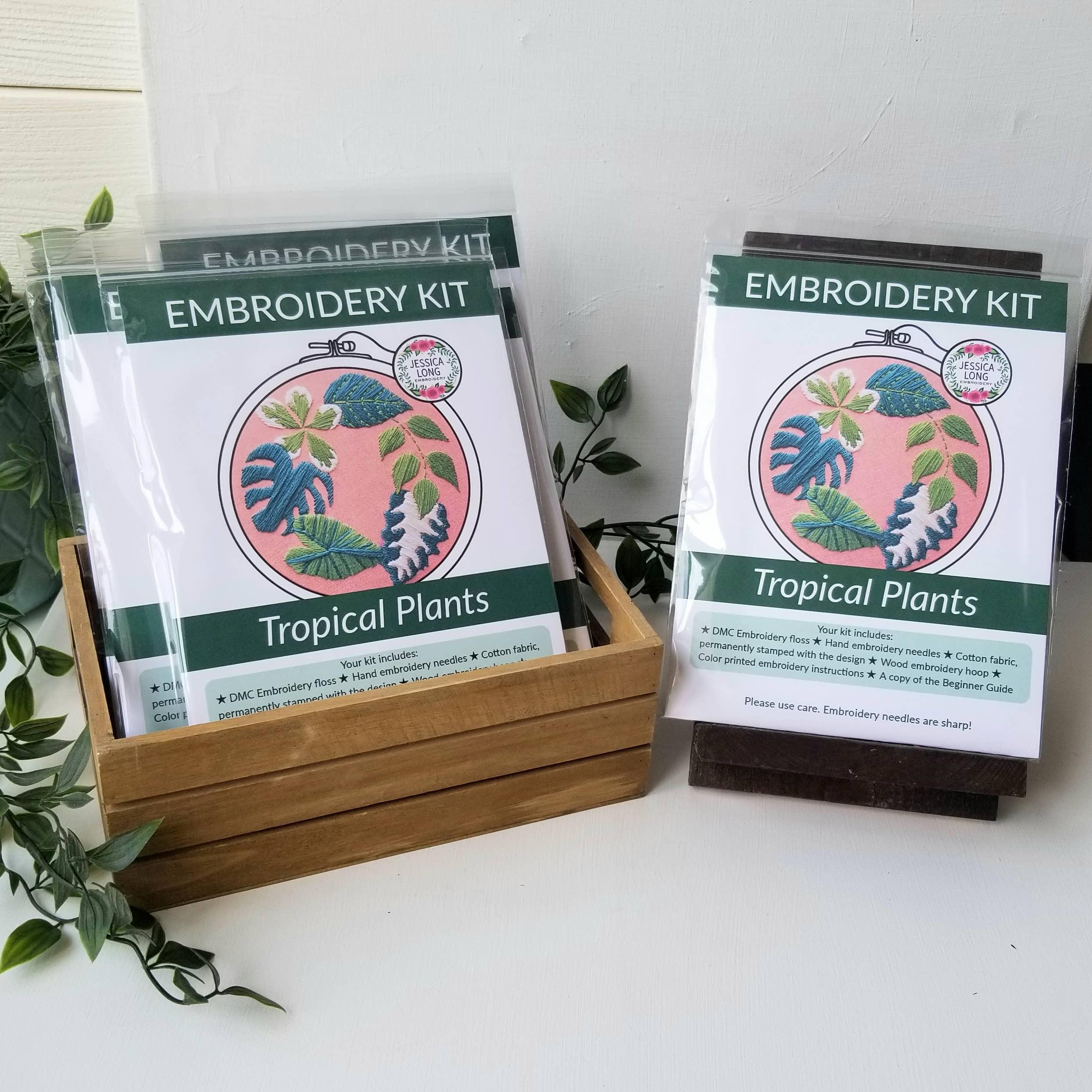 Tropical Plants Beginner Hand Embroidery Kit - Handcraft Harbor