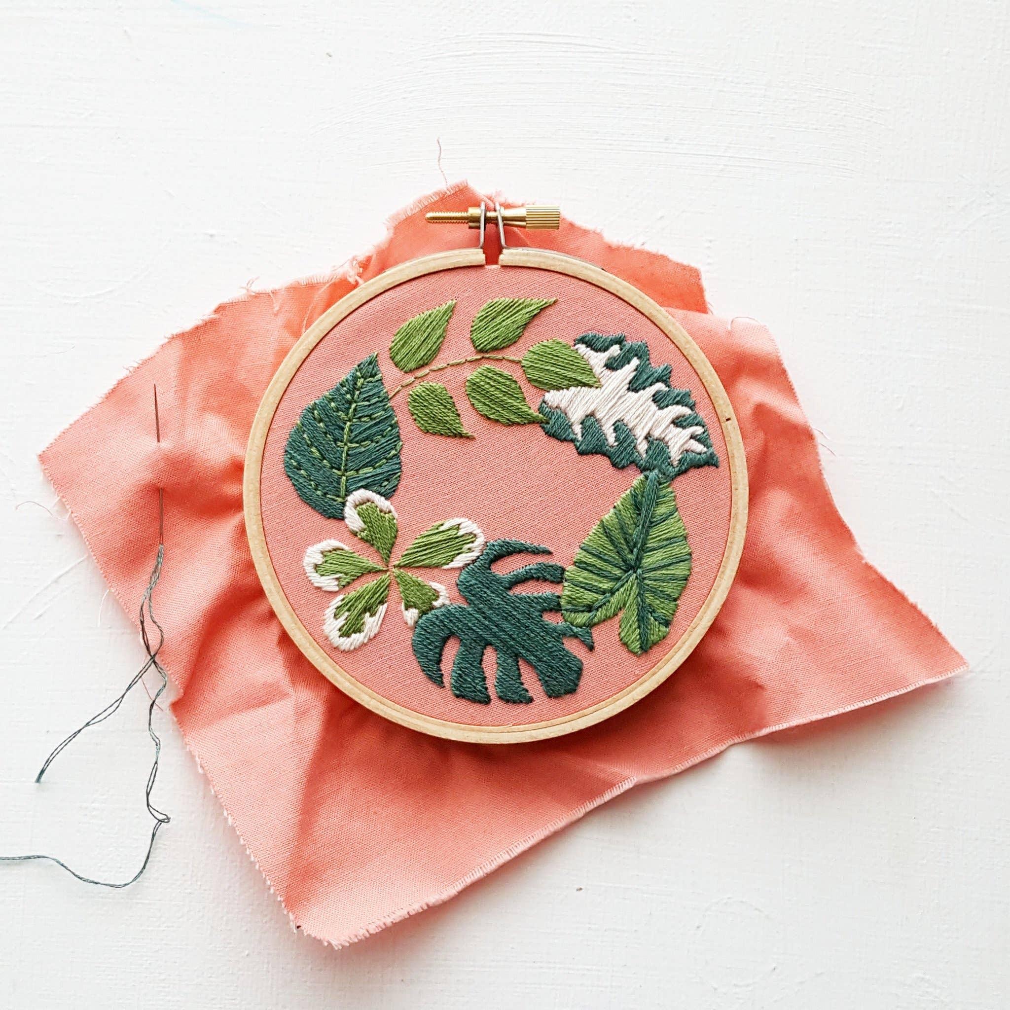 Tropical Plants Beginner Hand Embroidery Kit - Handcraft Harbor