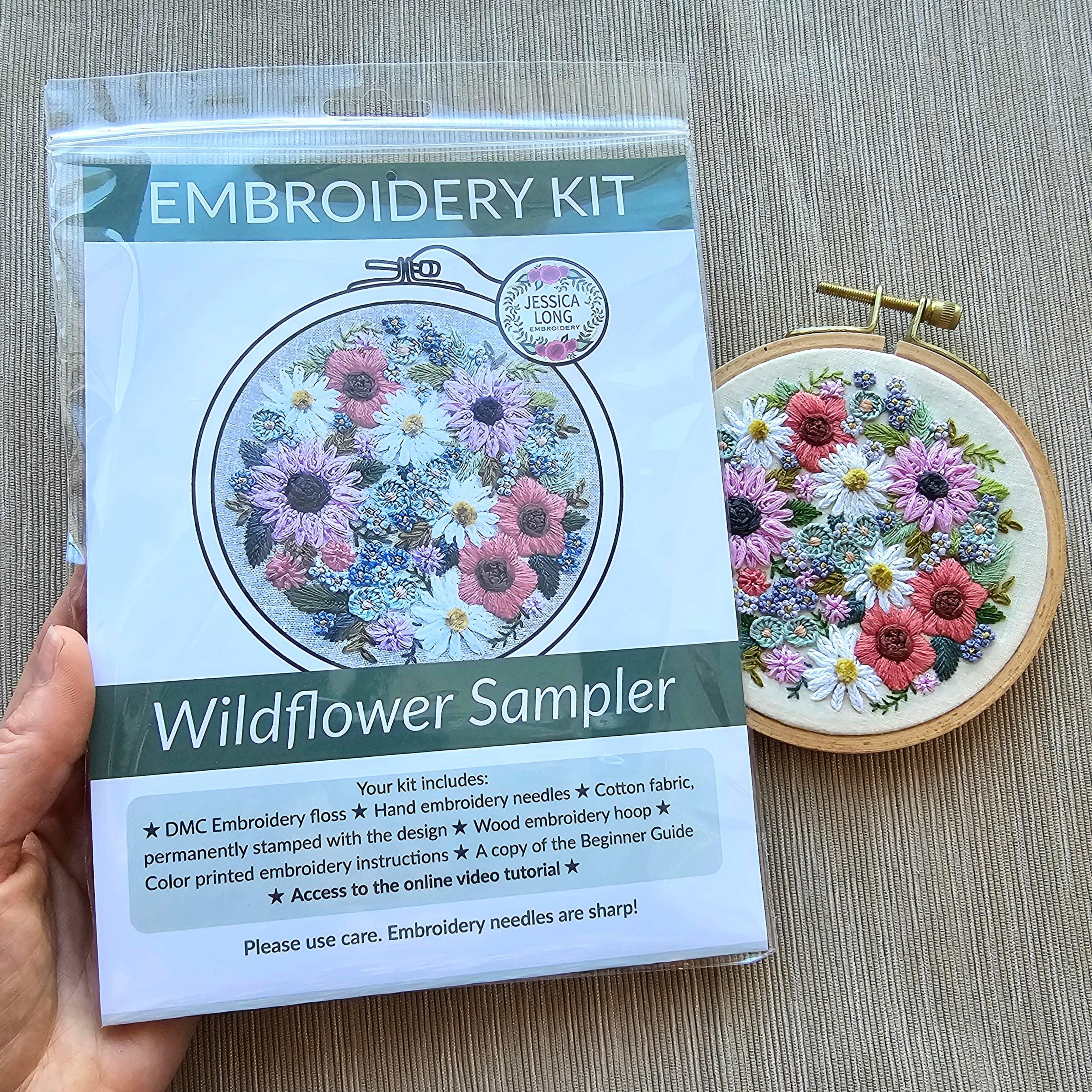 Wildflower Sampler Embroidery Craft Kit - Handcraft Harbor