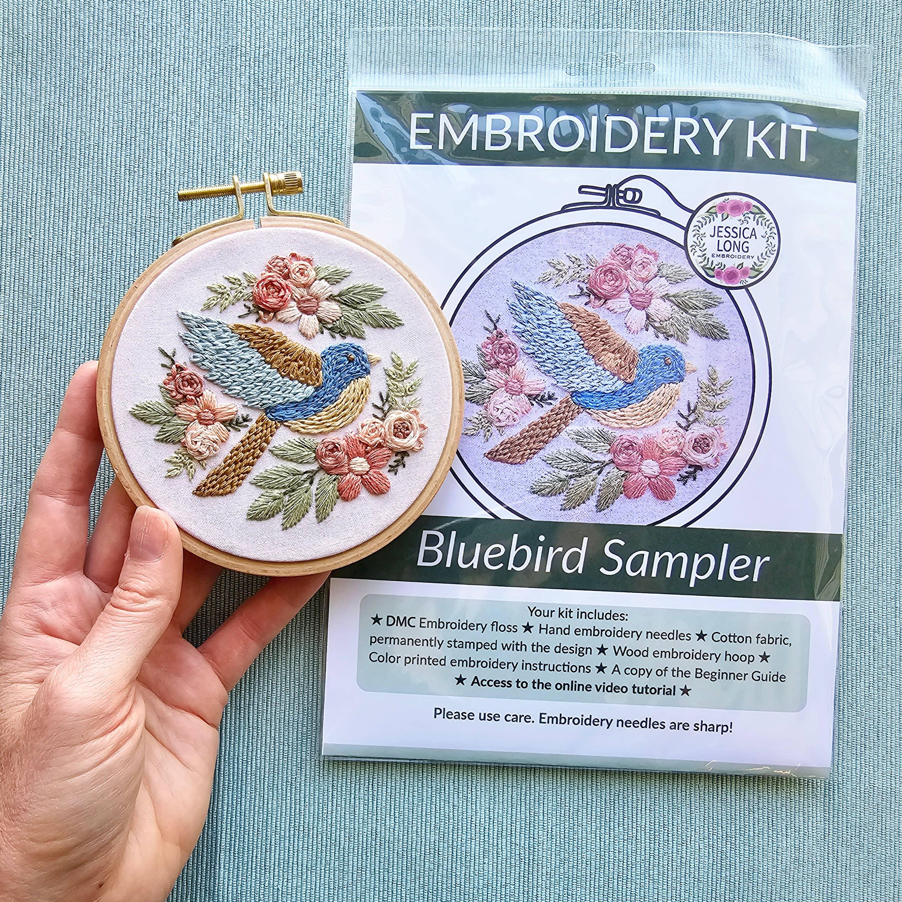 Bluebird Sampler Beginner Hand Embroidery Kit - Handcraft Harbor