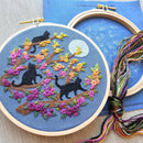 Cats & Full Moon Embroidery Kit - Handcraft Harbor